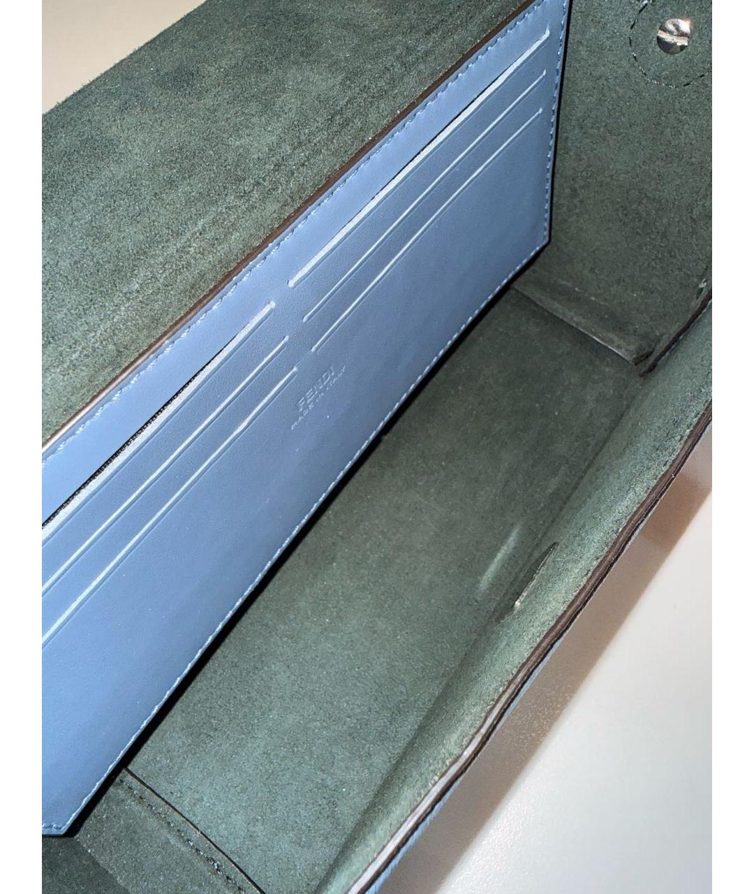 FENDI Голубая кожаная сумка с короткими ручками, фото 5