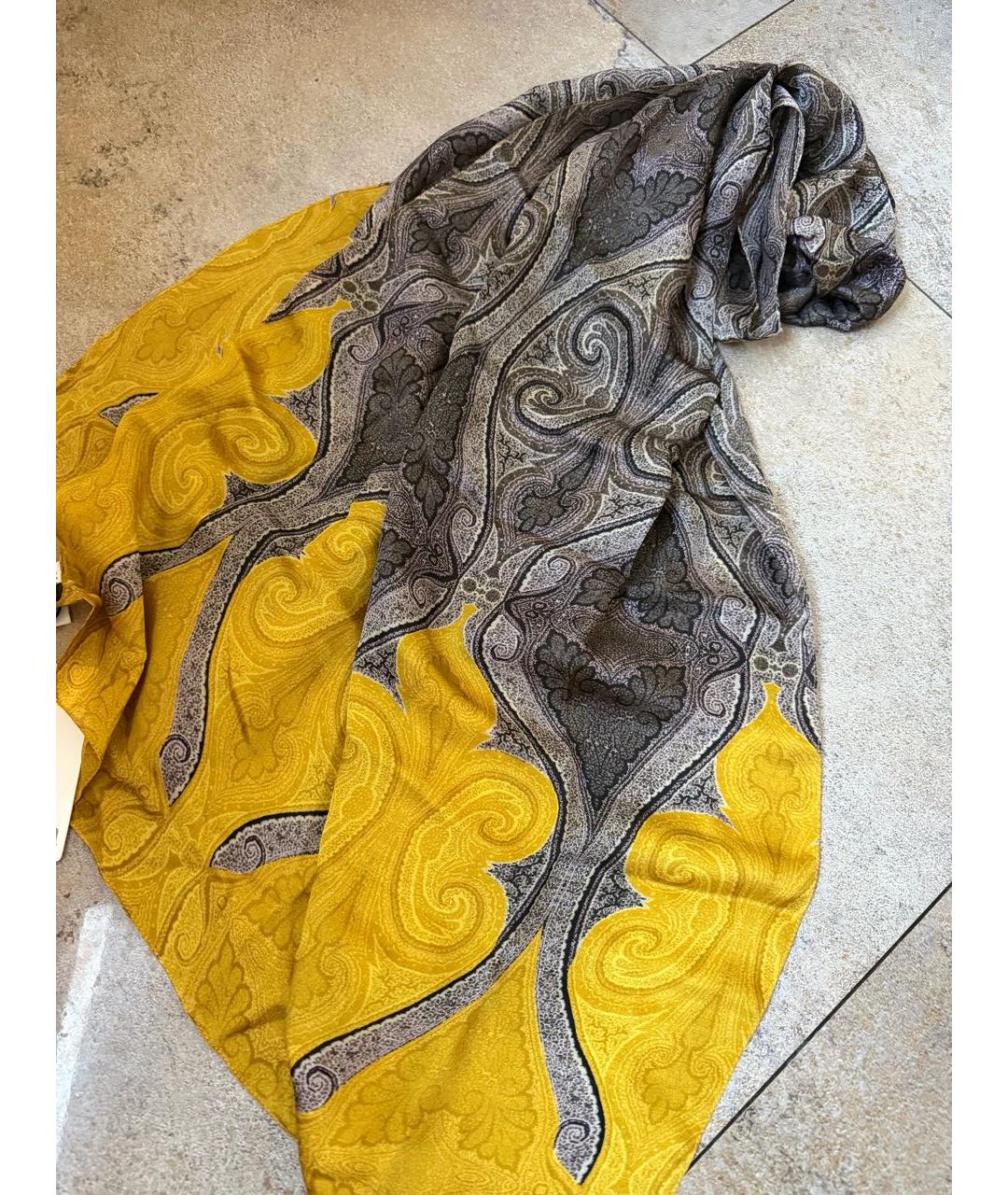 'S MAX MARA Золотой шелковый шарф, фото 4