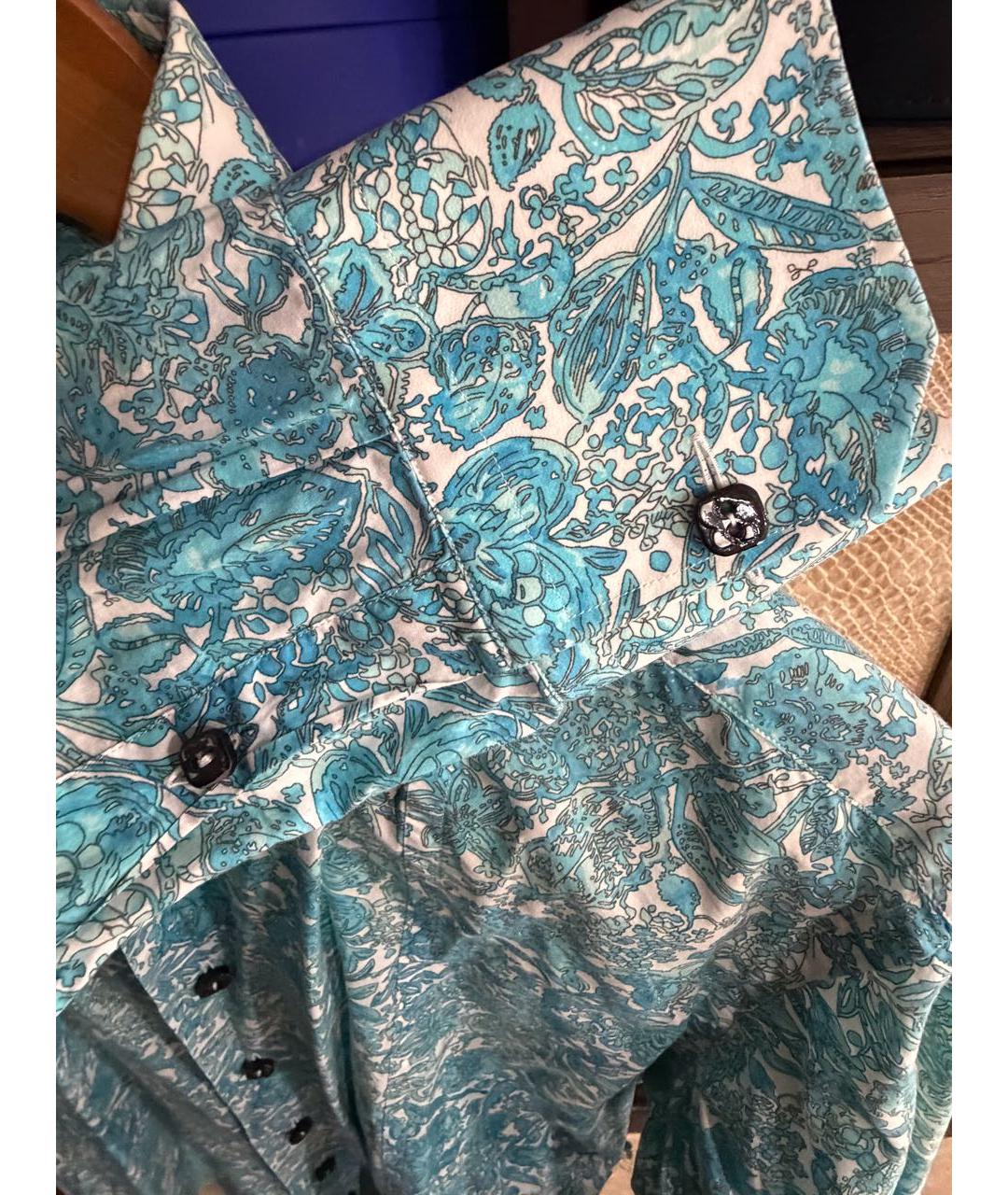 BILLIONAIRE Бирюзовая хлопковая кэжуал рубашка, фото 4