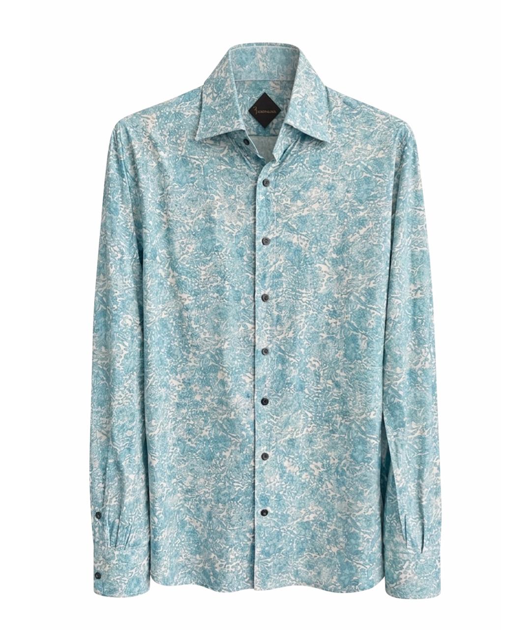 BILLIONAIRE Бирюзовая хлопковая кэжуал рубашка, фото 1
