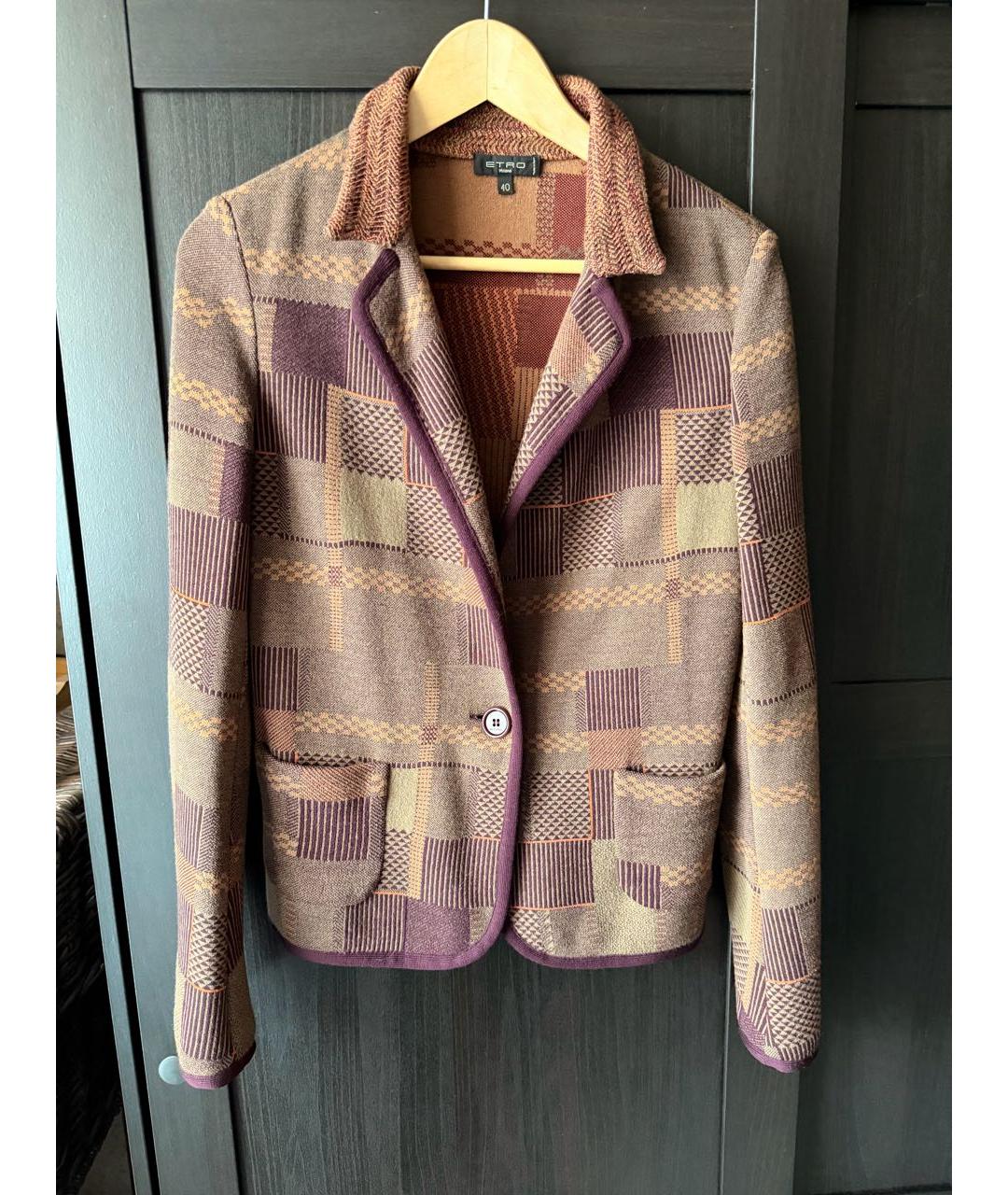 ETRO Фиолетовый шерстяной жакет/пиджак, фото 5