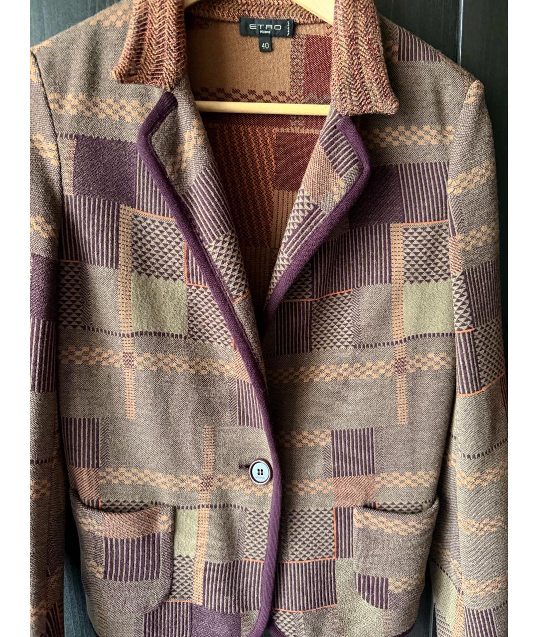 ETRO Фиолетовый шерстяной жакет/пиджак, фото 4