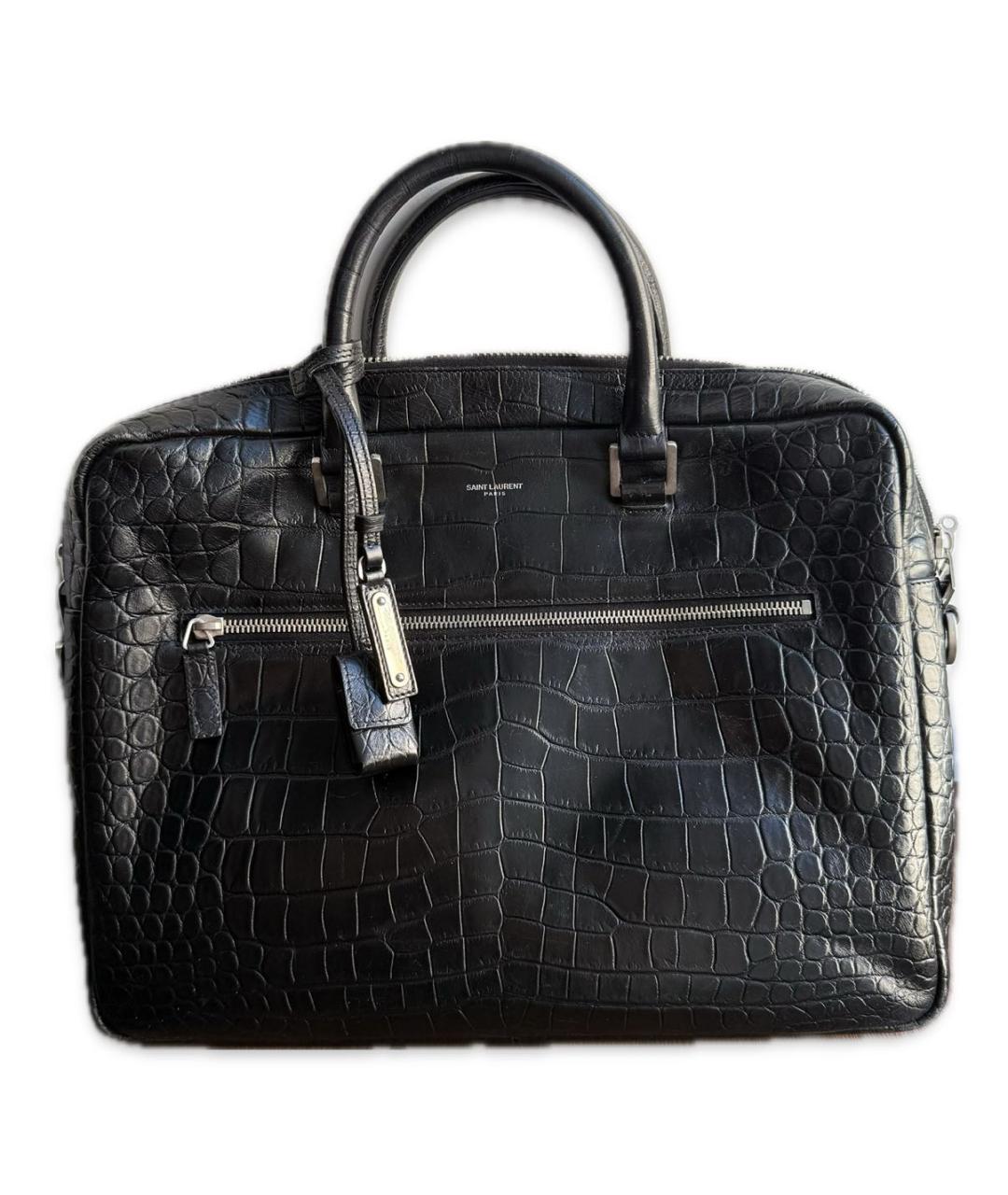 SAINT LAURENT Черный кожаный портфель, фото 9