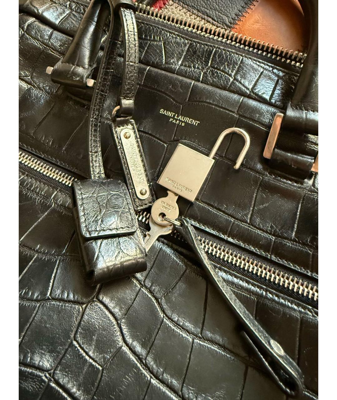 SAINT LAURENT Черный кожаный портфель, фото 3