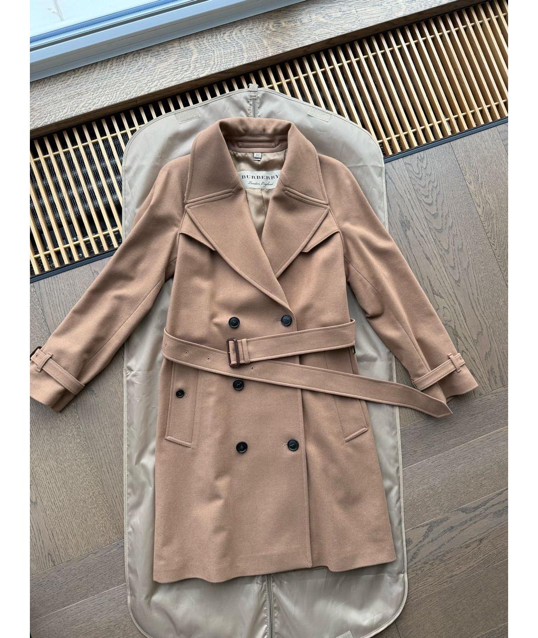 BURBERRY Бежевое шерстяное пальто, фото 4