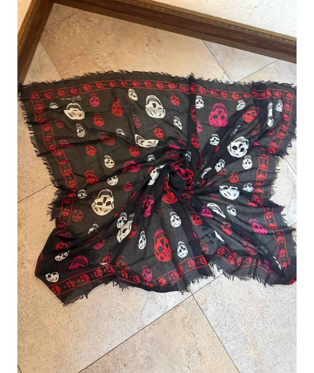 PHILIPP PLEIN Черный шерстяной платок, фото 3