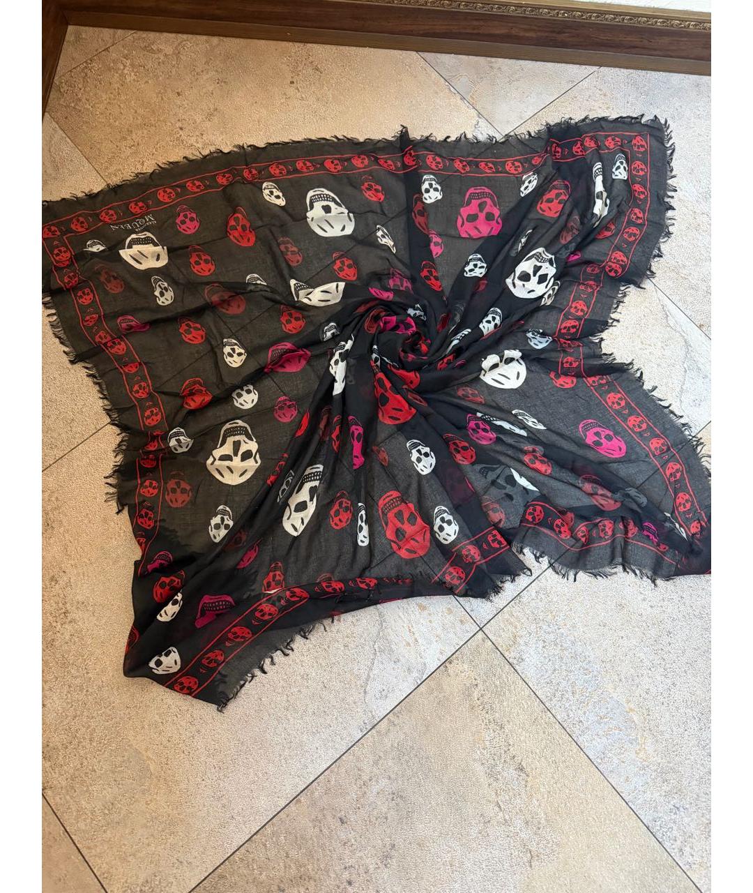 PHILIPP PLEIN Черный шерстяной платок, фото 4