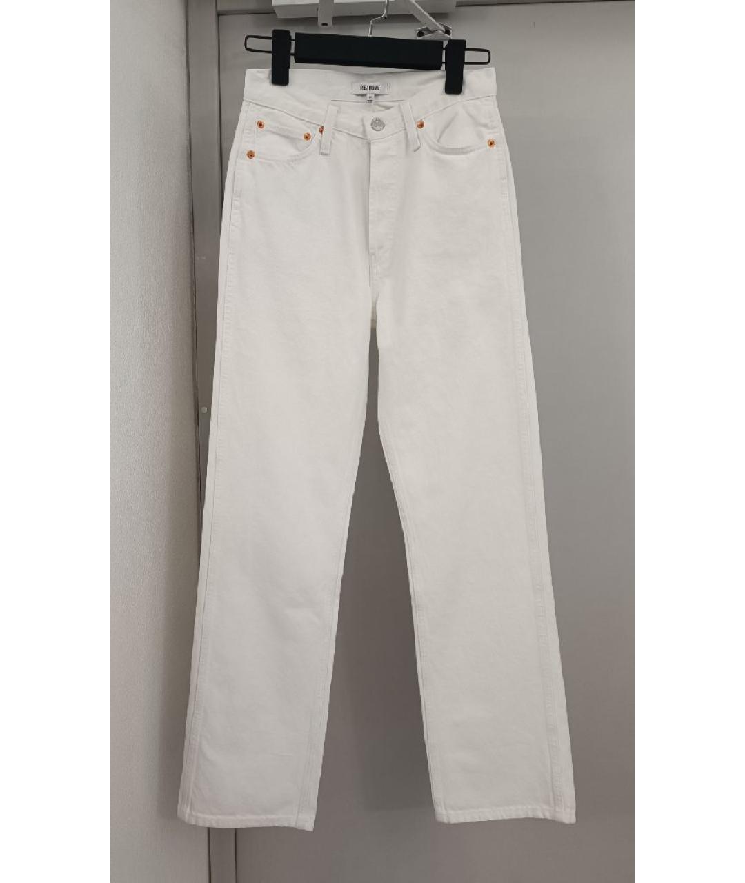 RE/DONE Белые хлопковые прямые джинсы, фото 5