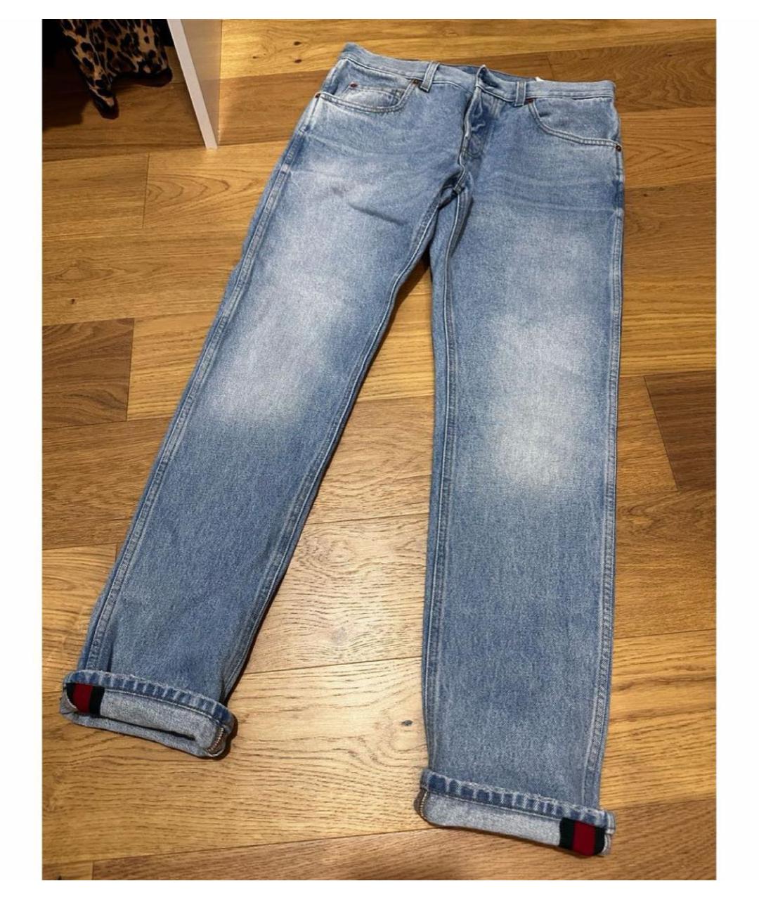 GUCCI Голубые прямые джинсы, фото 2