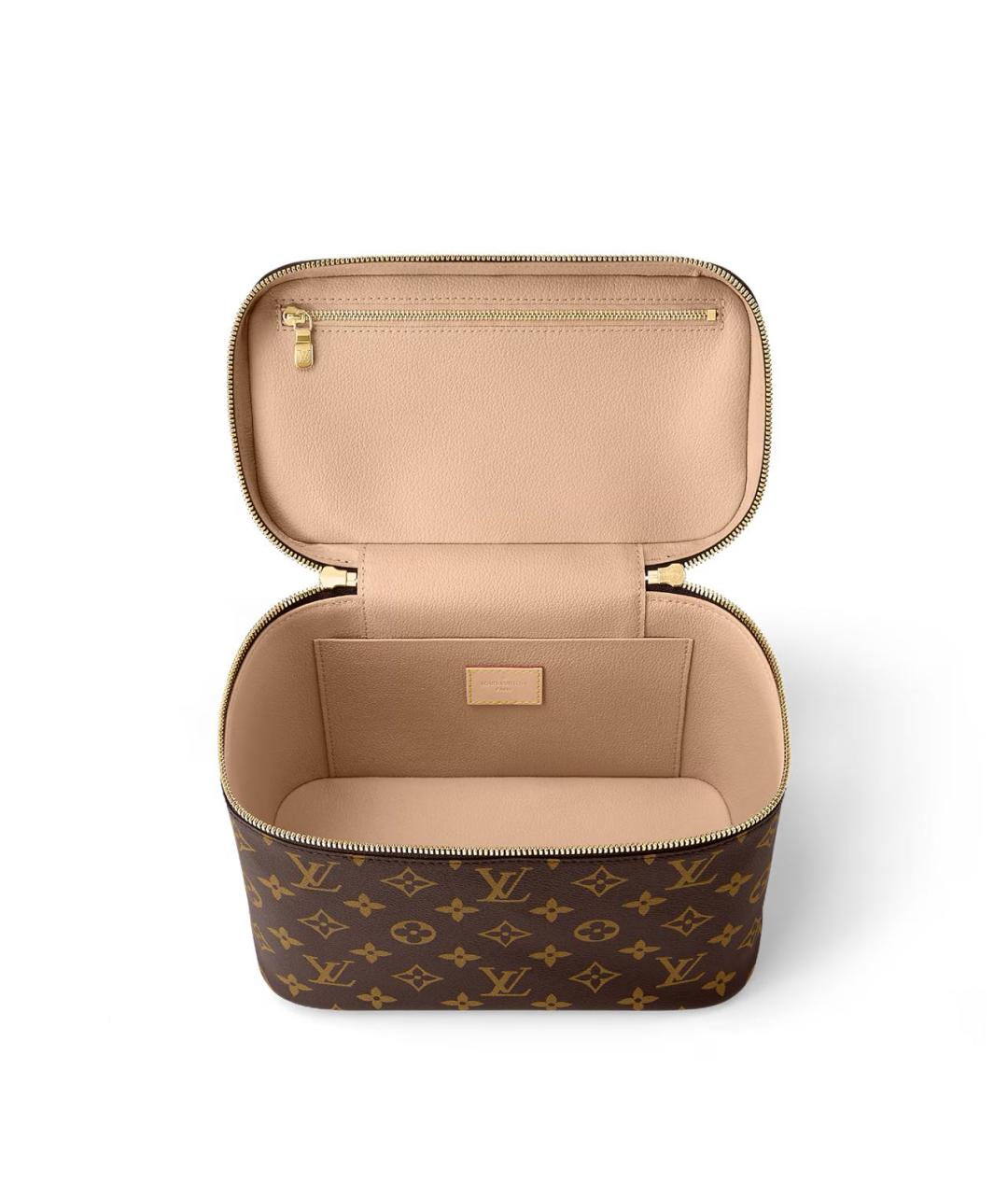 LOUIS VUITTON Коричневая кожаная косметичка, фото 4