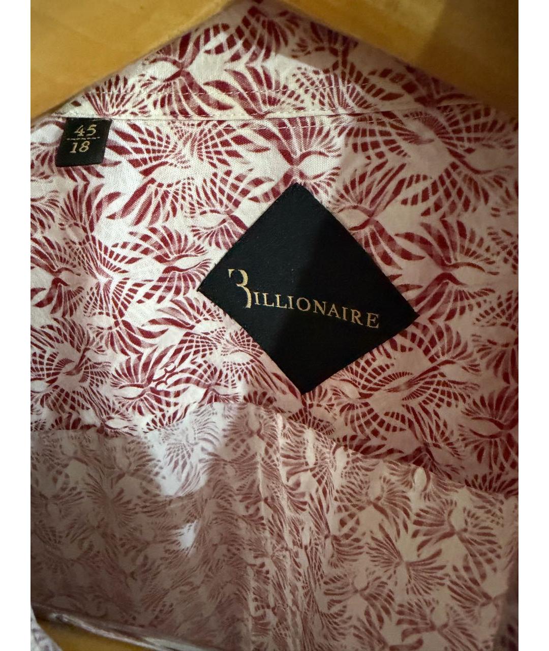 BILLIONAIRE Розовая хлопковая кэжуал рубашка, фото 3