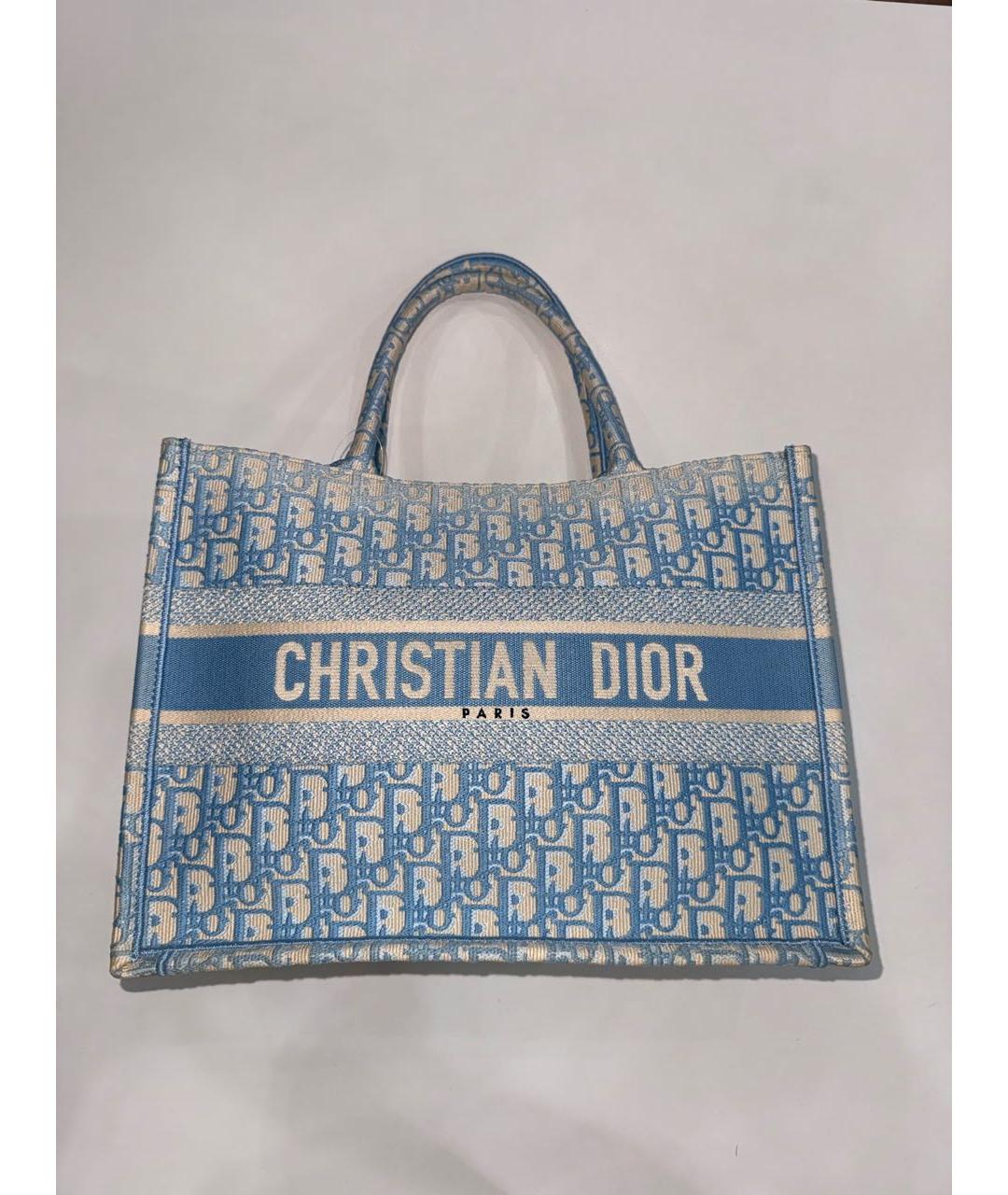 CHRISTIAN DIOR Голубая жаккардовая сумка тоут, фото 7