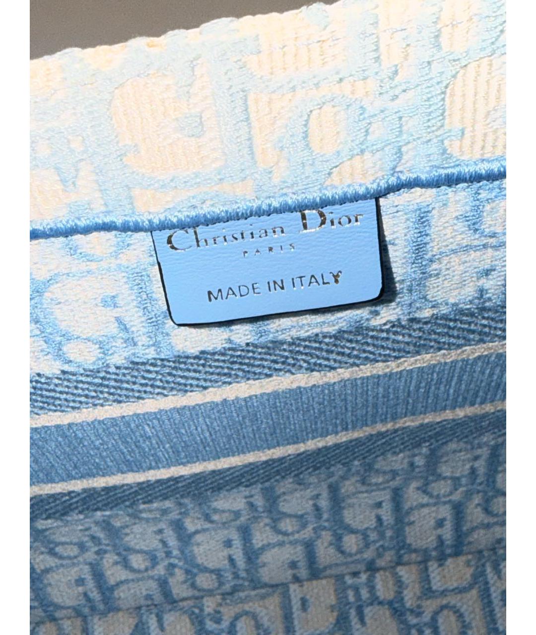 CHRISTIAN DIOR Голубая жаккардовая сумка тоут, фото 5