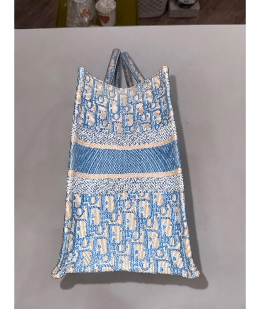 CHRISTIAN DIOR Голубая жаккардовая сумка тоут, фото 4