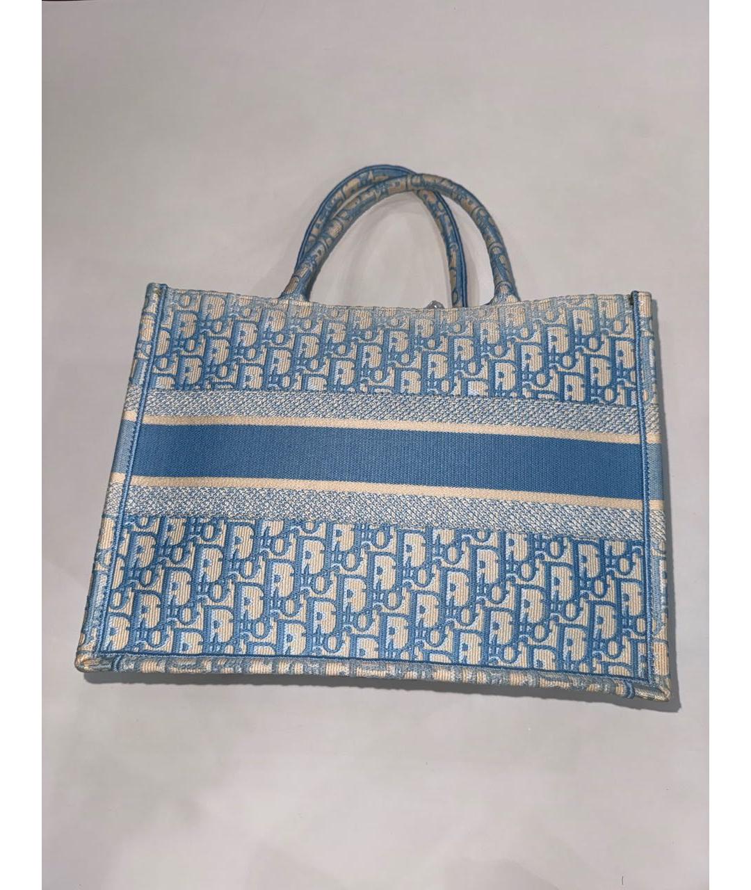 CHRISTIAN DIOR Голубая жаккардовая сумка тоут, фото 3