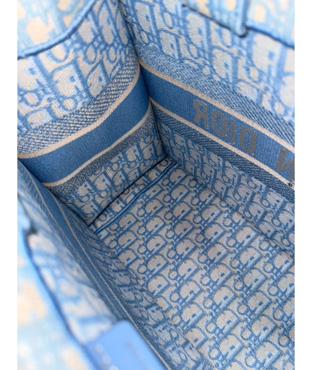 CHRISTIAN DIOR Голубая жаккардовая сумка тоут, фото 6