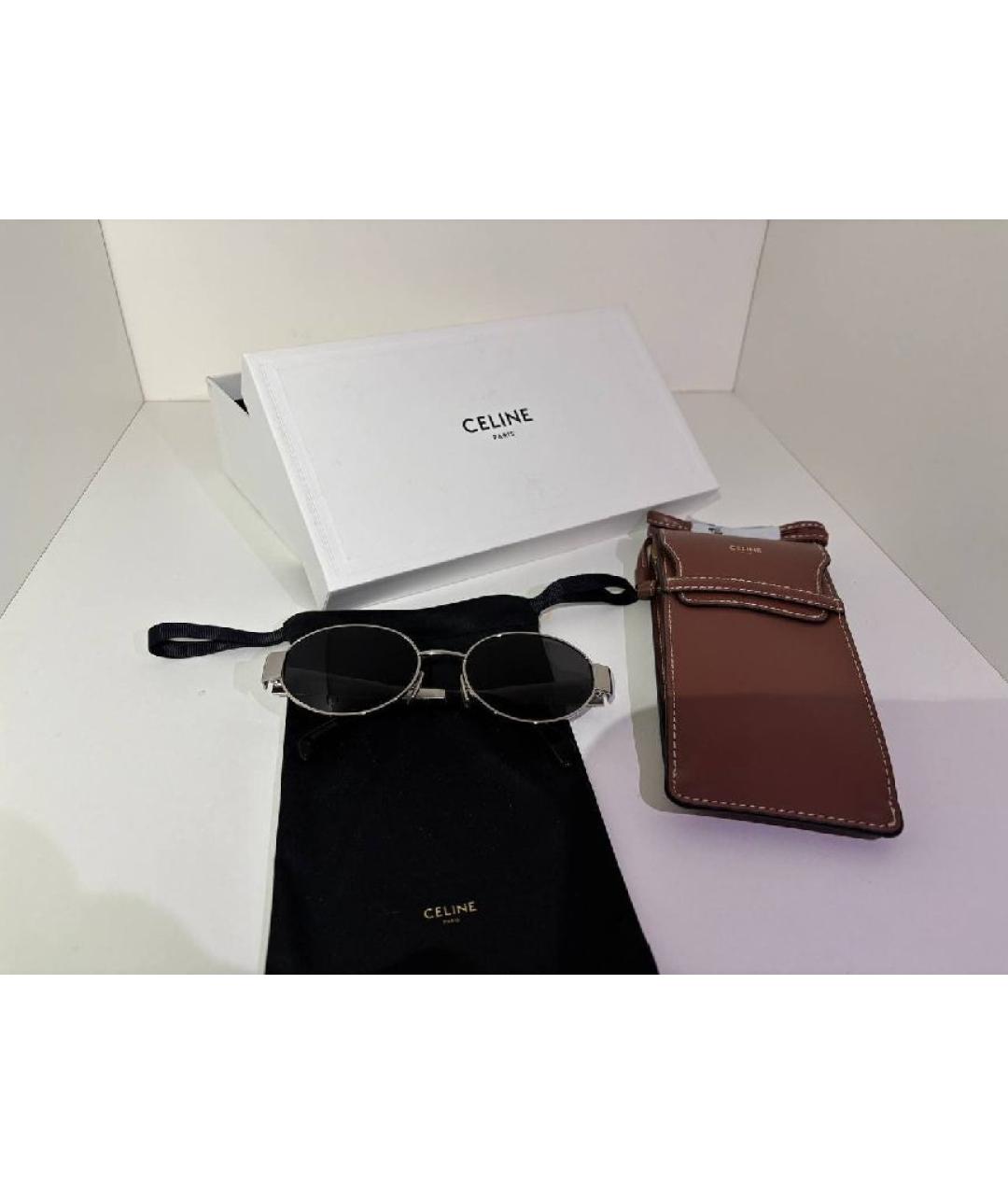 CELINE Серебряные металлические солнцезащитные очки, фото 2