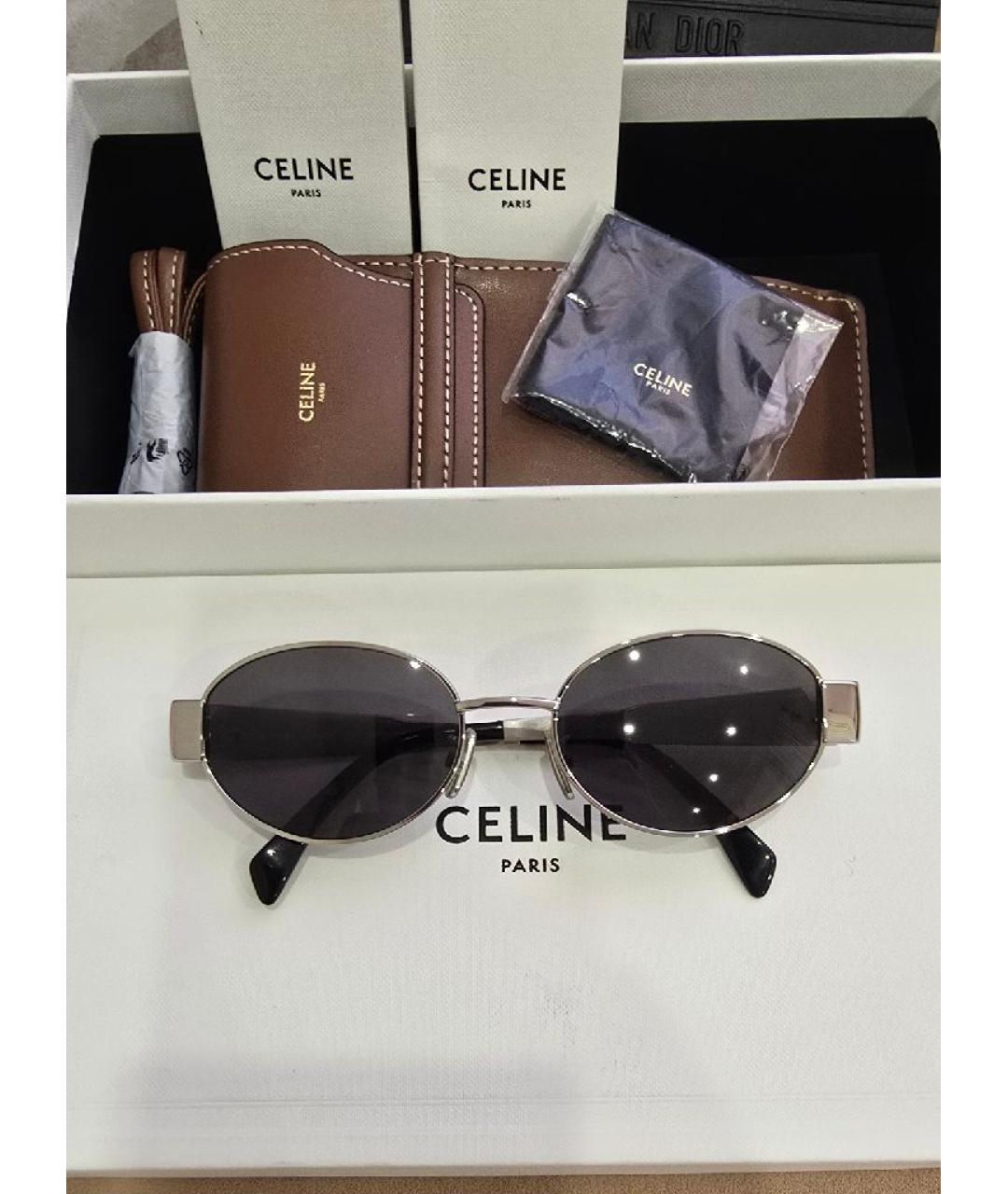 CELINE Серебряные металлические солнцезащитные очки, фото 3