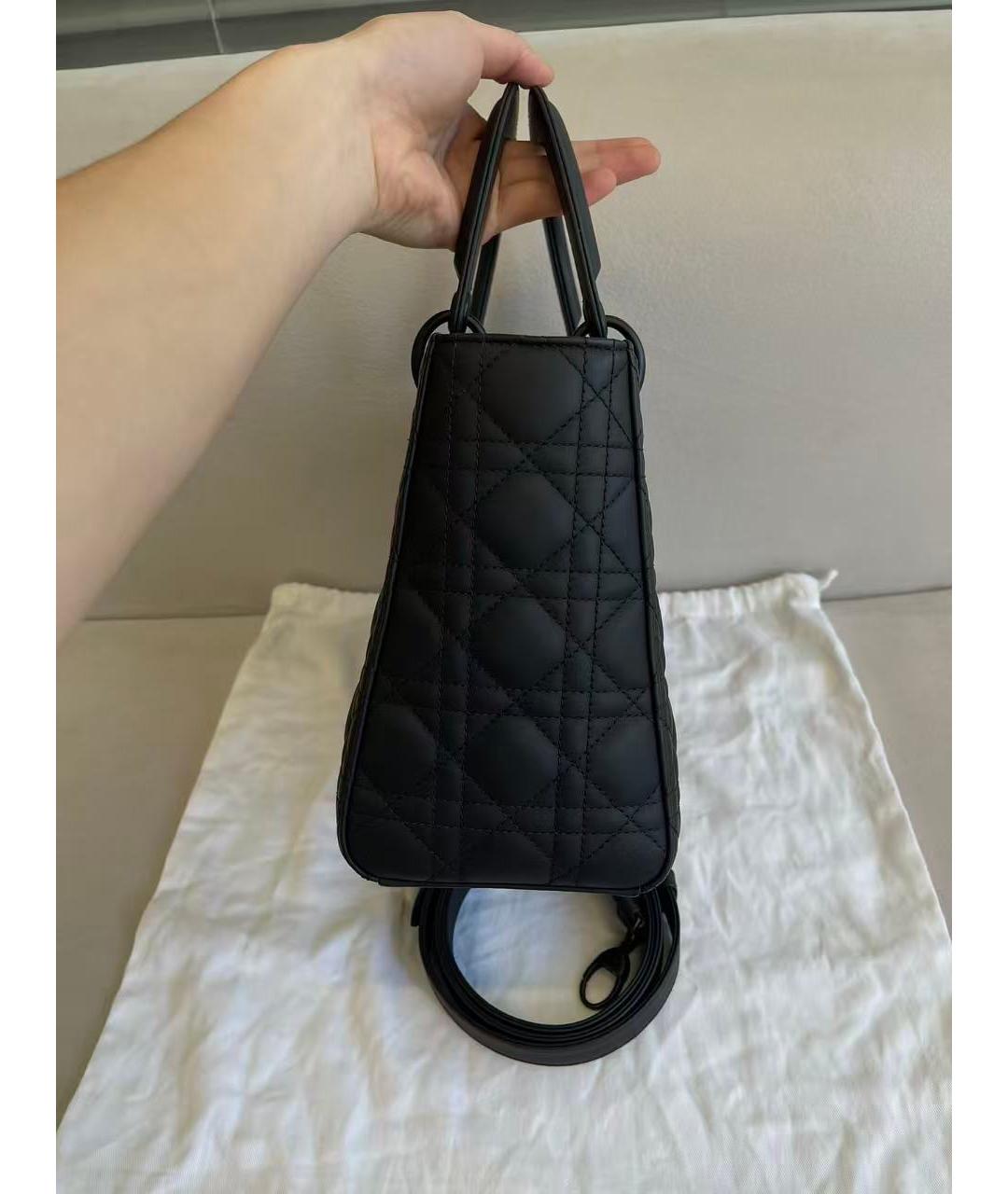 CHRISTIAN DIOR Черная кожаная сумка с короткими ручками, фото 3