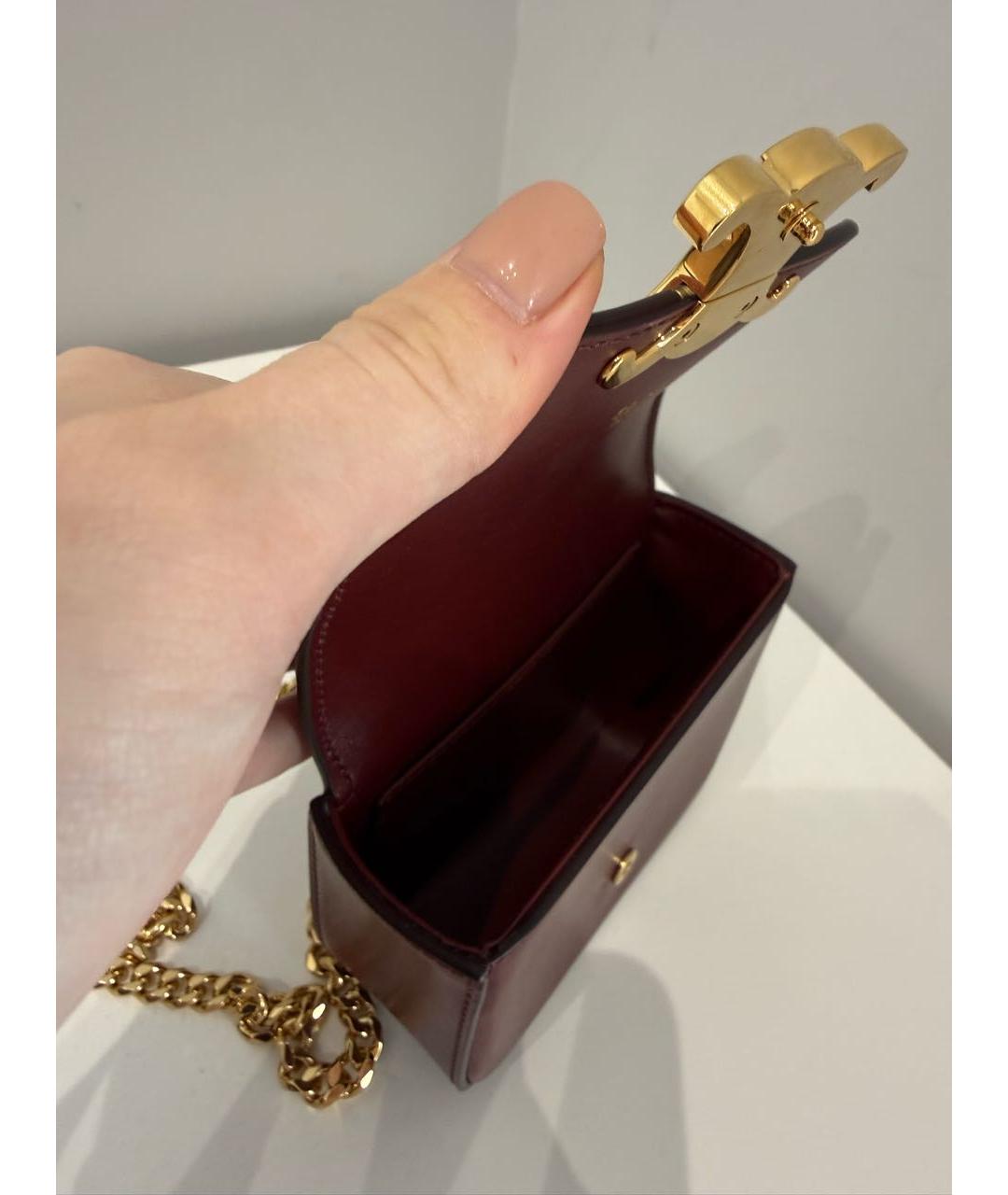 CELINE Бордовая кожаная сумка через плечо, фото 4