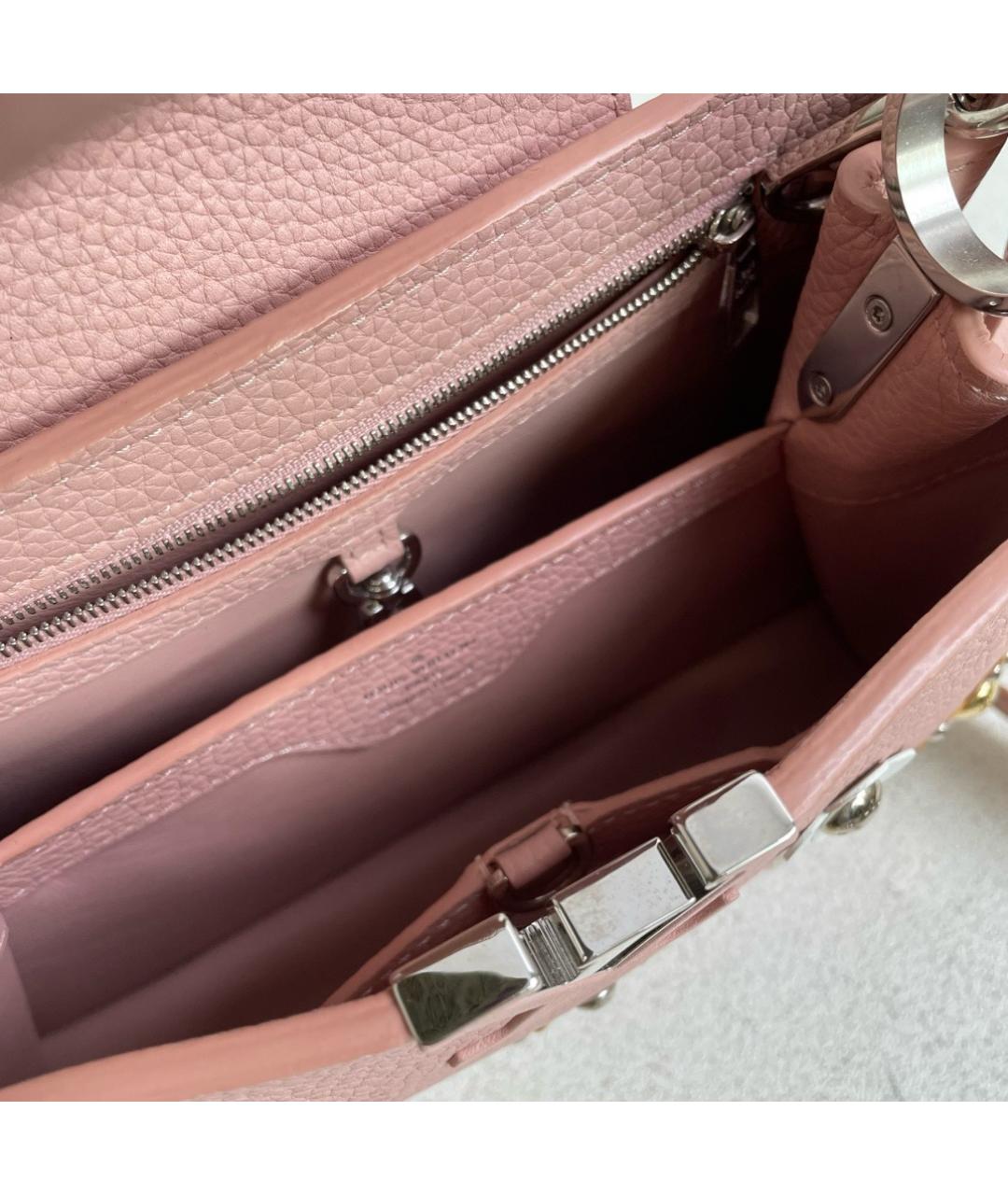 LOUIS VUITTON Розовая кожаная сумка с короткими ручками, фото 7