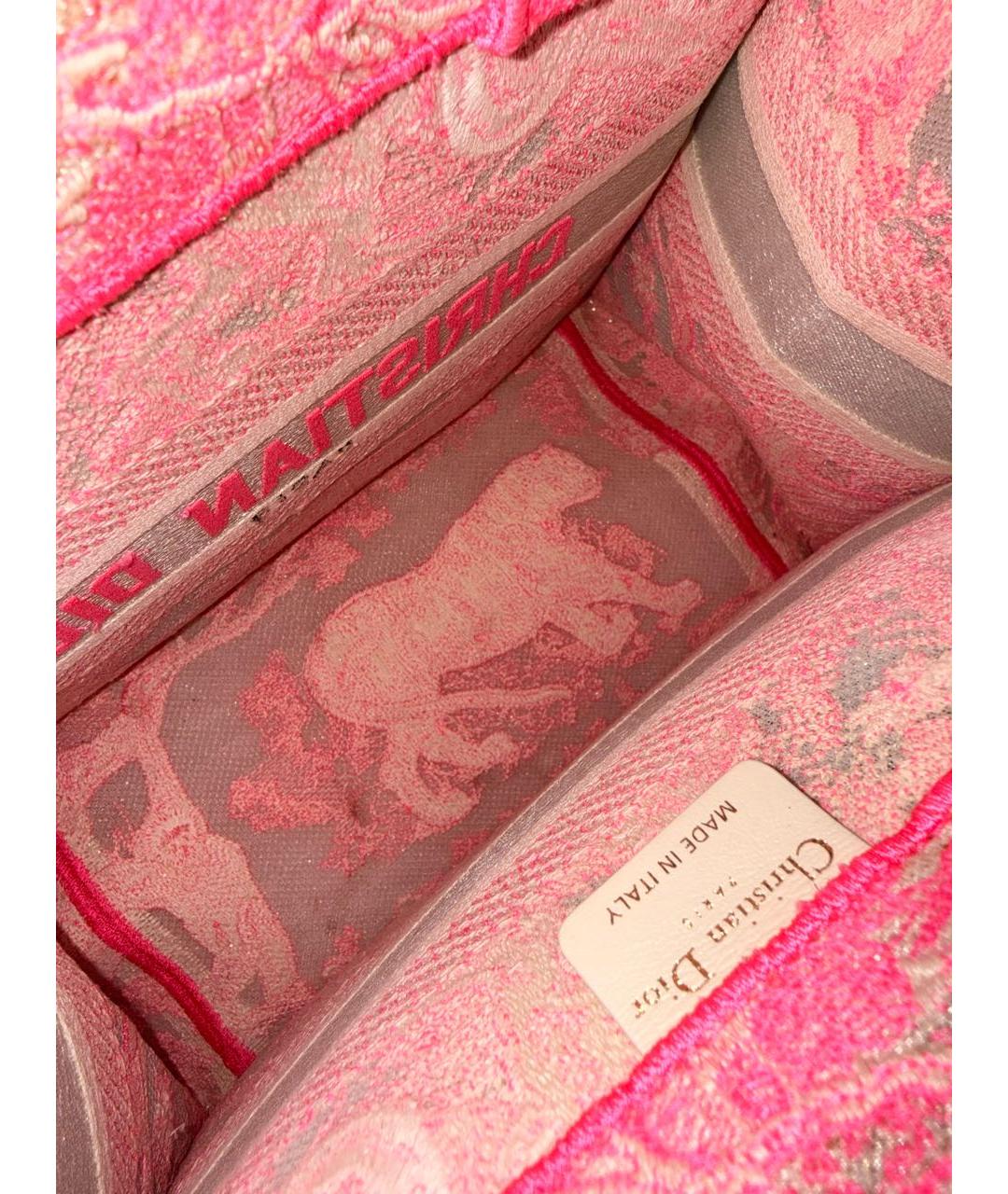 CHRISTIAN DIOR Розовая жаккардовая сумка тоут, фото 6