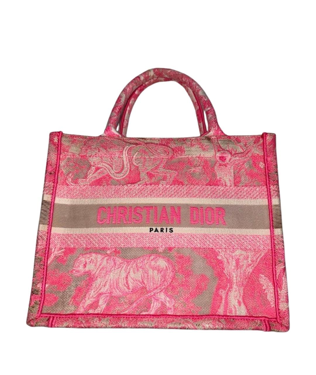 CHRISTIAN DIOR Розовая жаккардовая сумка тоут, фото 1