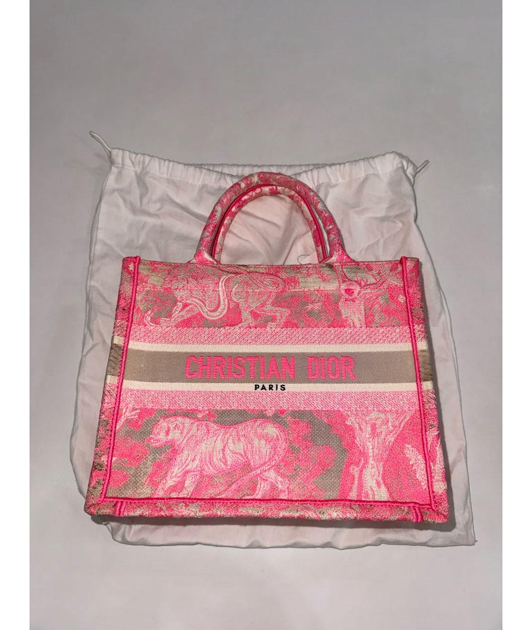 CHRISTIAN DIOR Розовая жаккардовая сумка тоут, фото 8