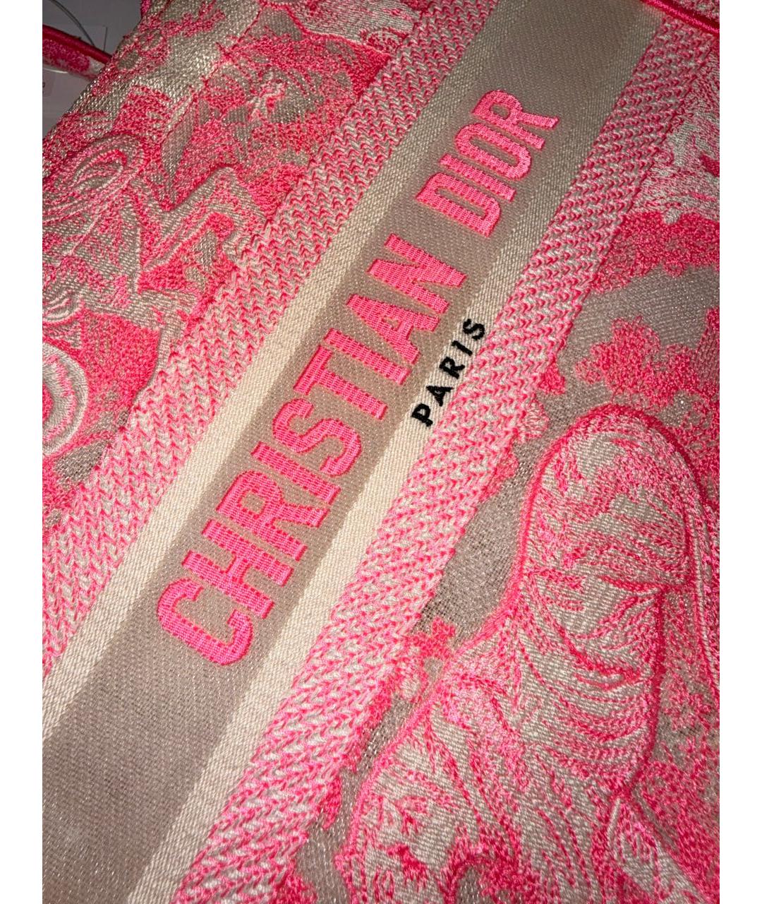 CHRISTIAN DIOR Розовая жаккардовая сумка тоут, фото 5
