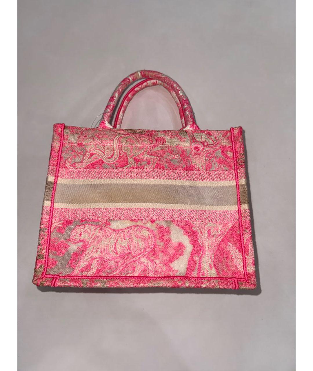 CHRISTIAN DIOR Розовая жаккардовая сумка тоут, фото 3