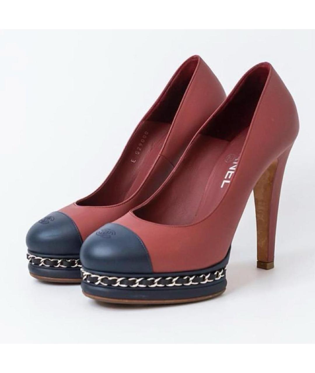 CHANEL Бордовые кожаные туфли, фото 2