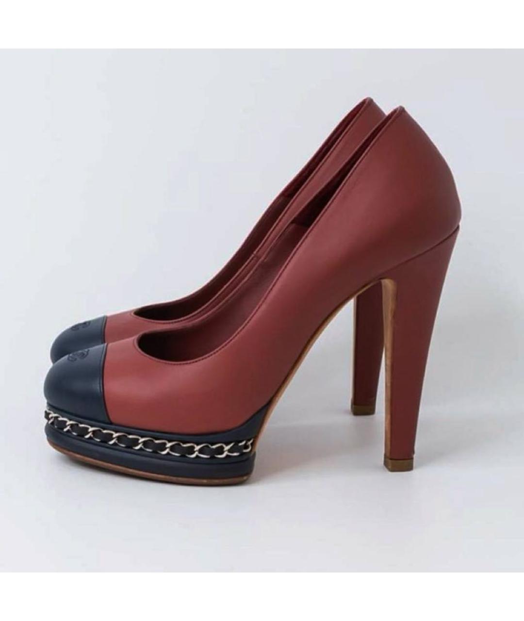 CHANEL Бордовые кожаные туфли, фото 9