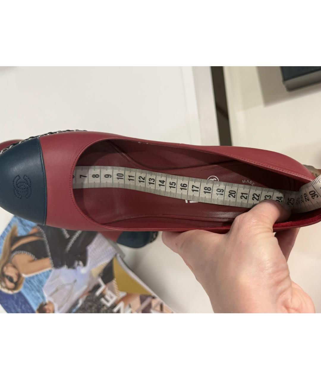 CHANEL Бордовые кожаные туфли, фото 8