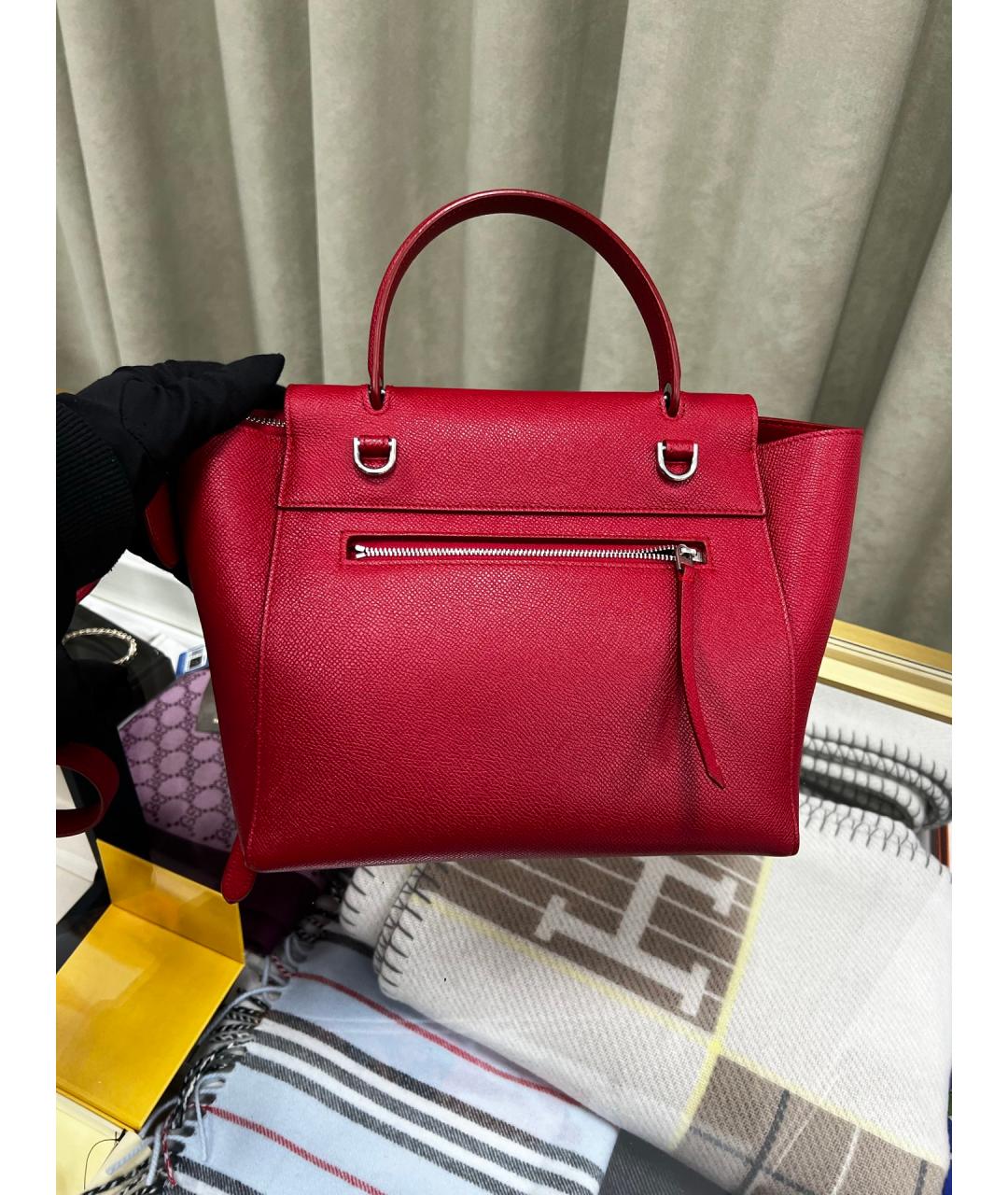 CELINE Красная кожаная сумка тоут, фото 2