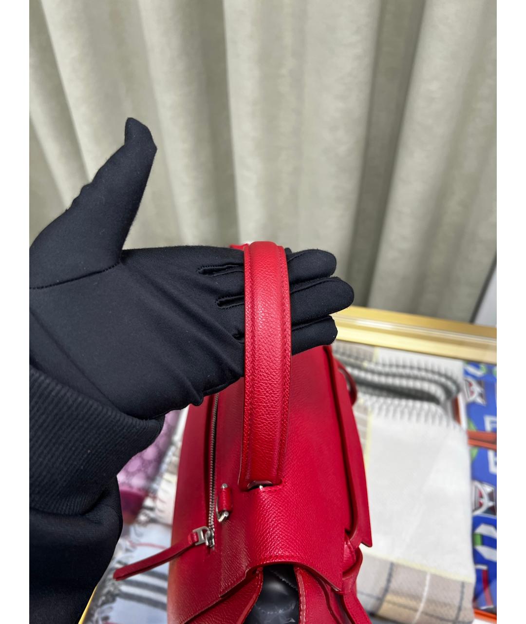 CELINE Красная кожаная сумка тоут, фото 5
