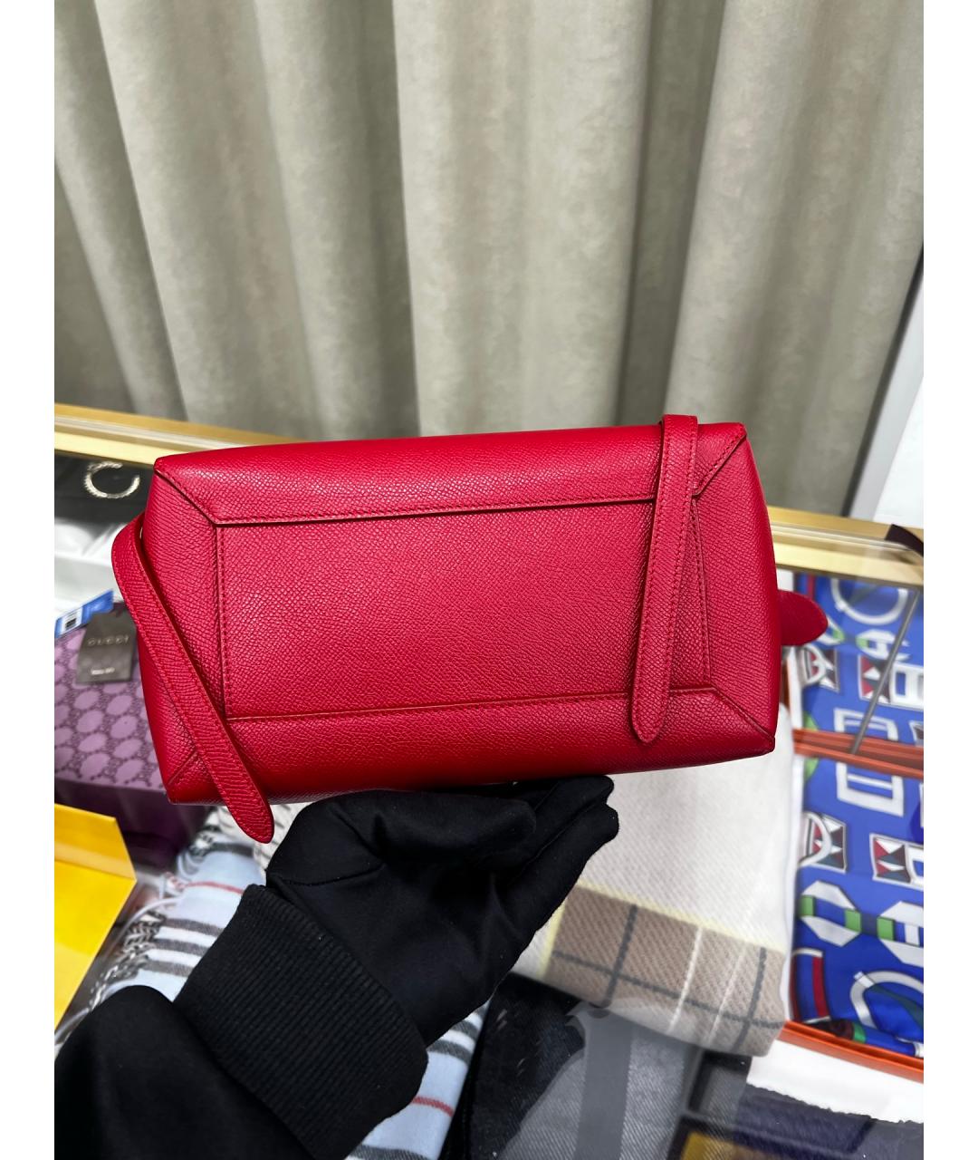 CELINE Красная кожаная сумка тоут, фото 8