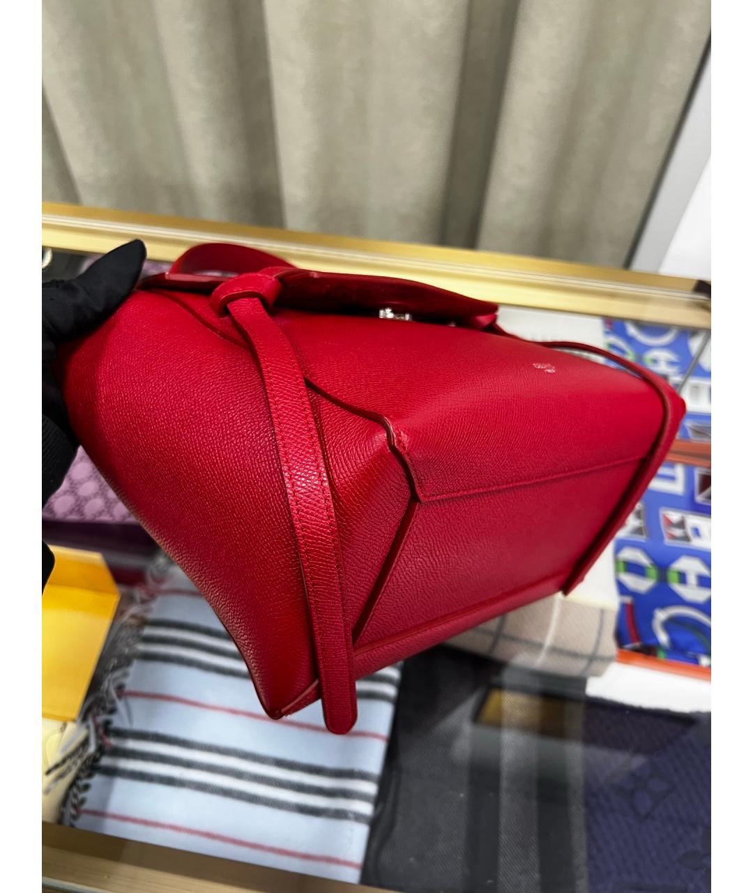 CELINE Красная кожаная сумка тоут, фото 9