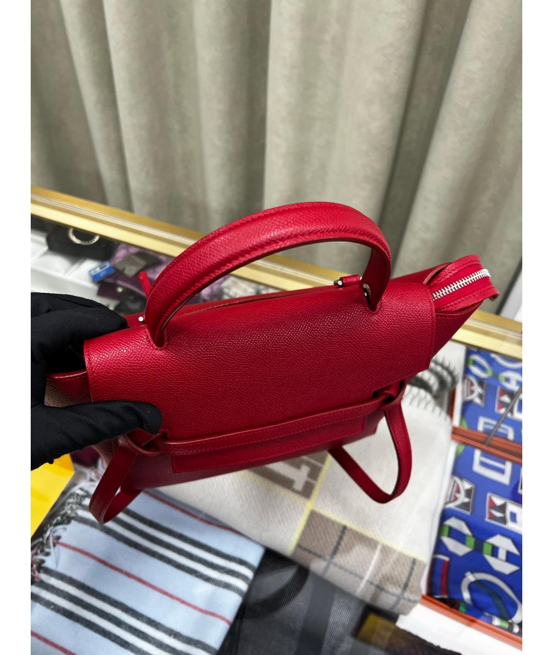 CELINE Красная кожаная сумка тоут, фото 7