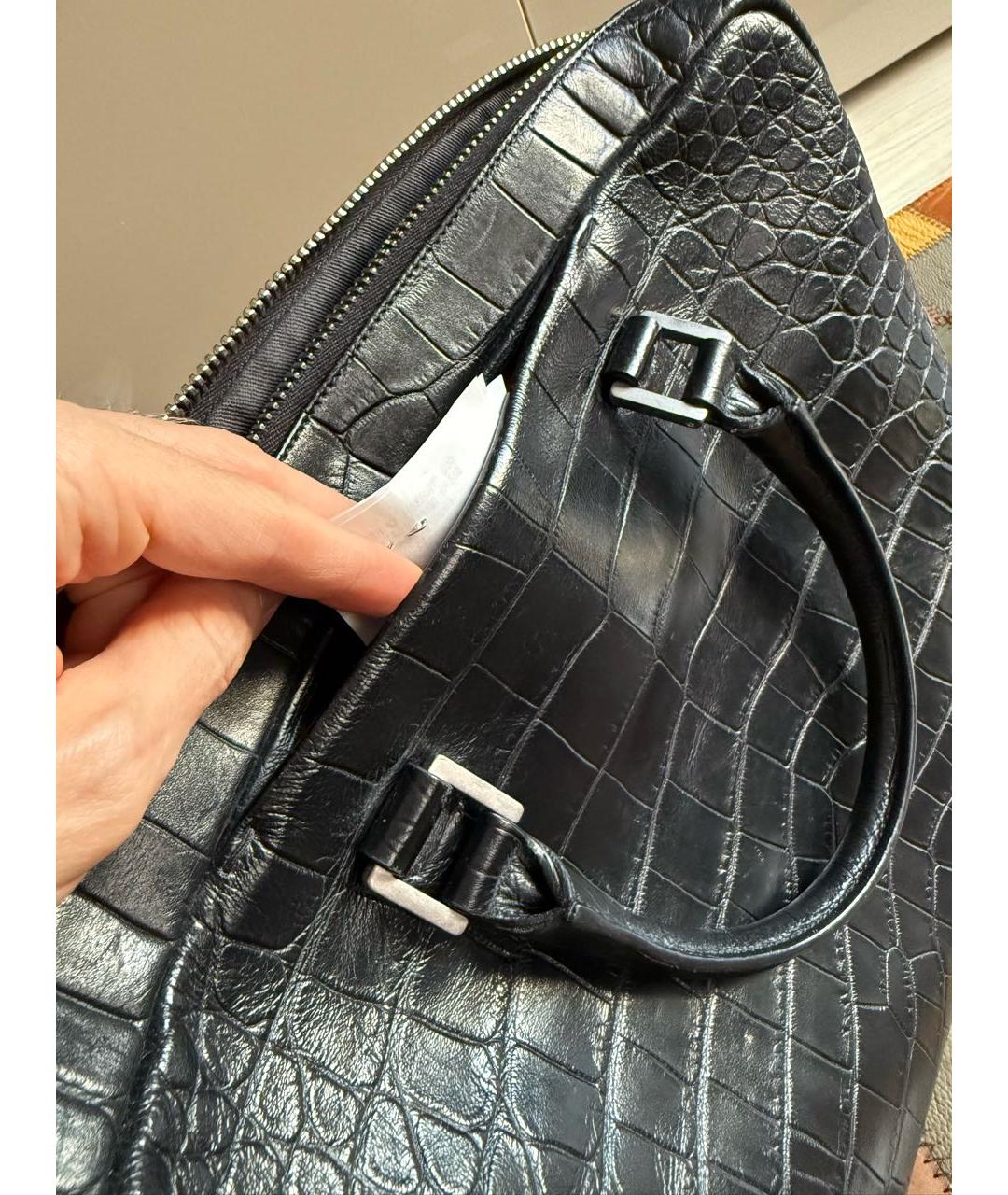 SAINT LAURENT Черная кожаная сумка тоут, фото 5