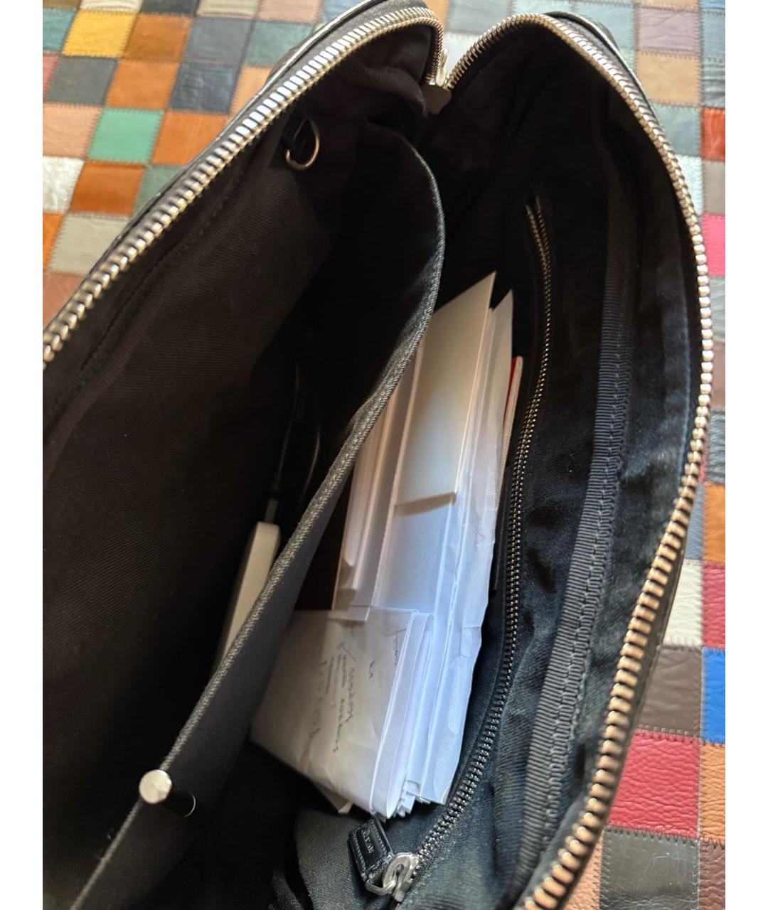 SAINT LAURENT Черная кожаная сумка тоут, фото 6