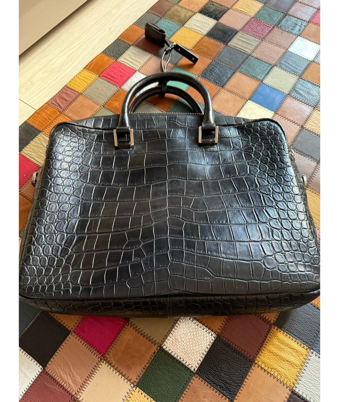 SAINT LAURENT Черная кожаная сумка тоут, фото 4