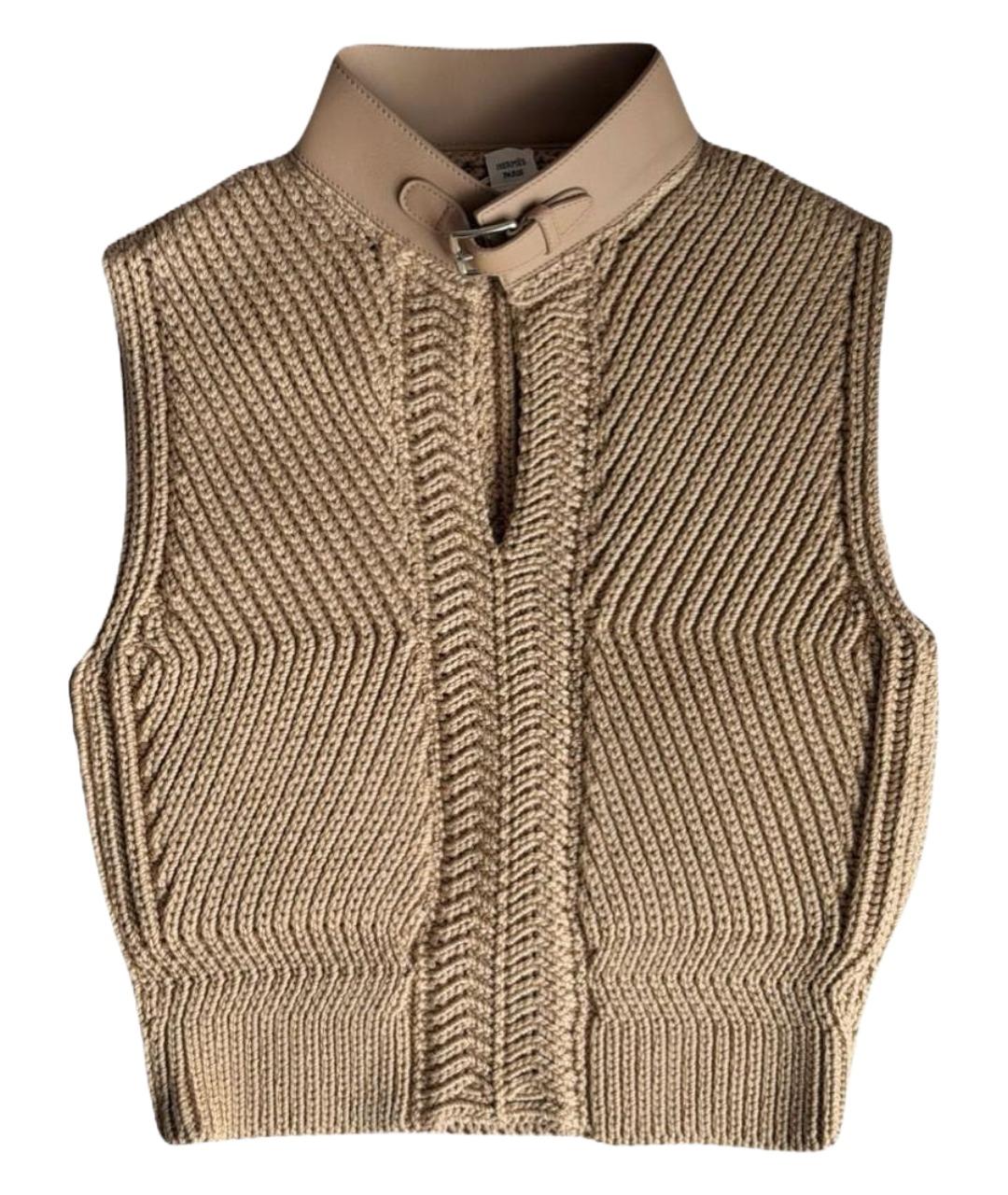 HERMES Бежевая хлопковая жилетка, фото 1