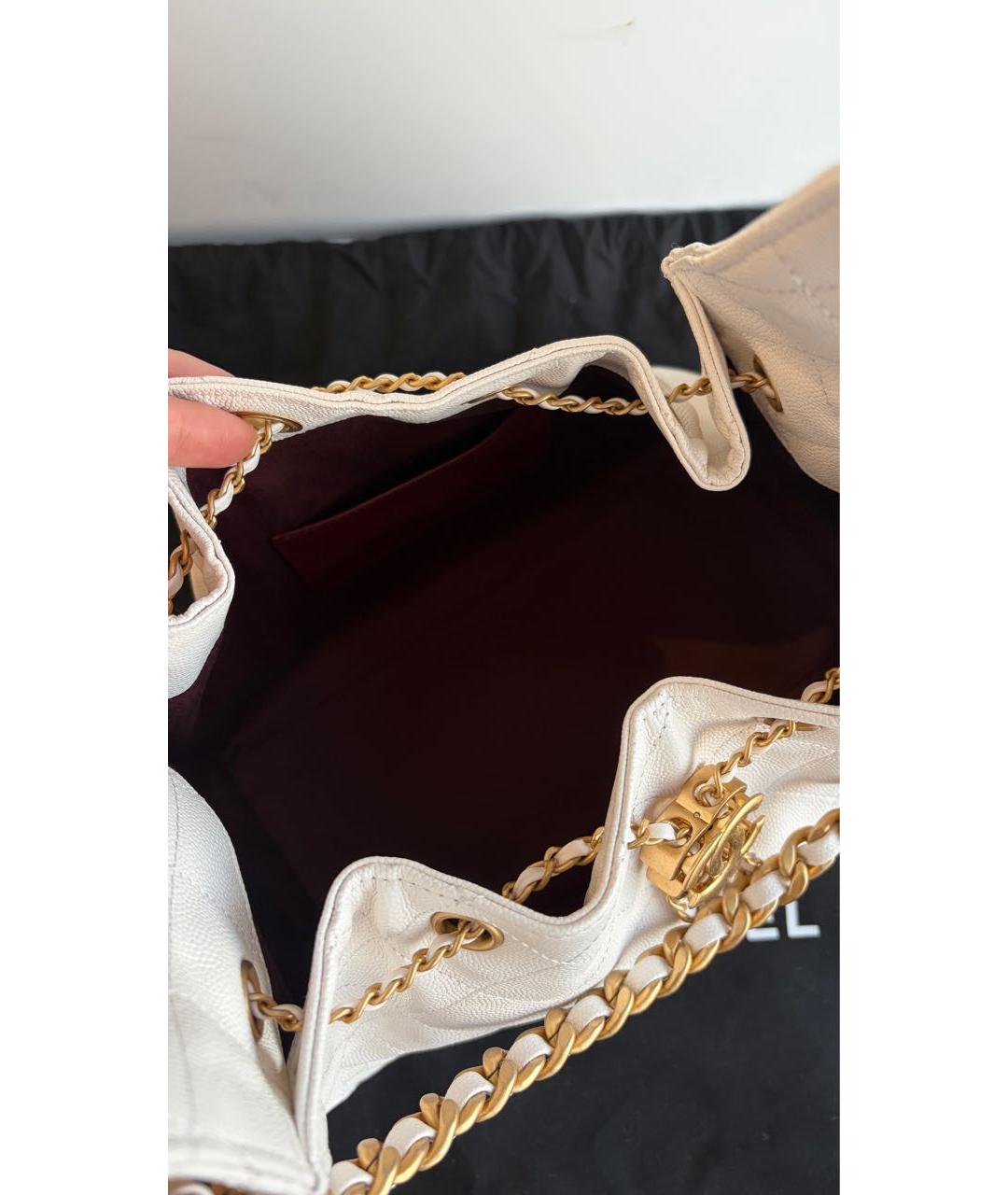 CHANEL Белая кожаная сумка через плечо, фото 4