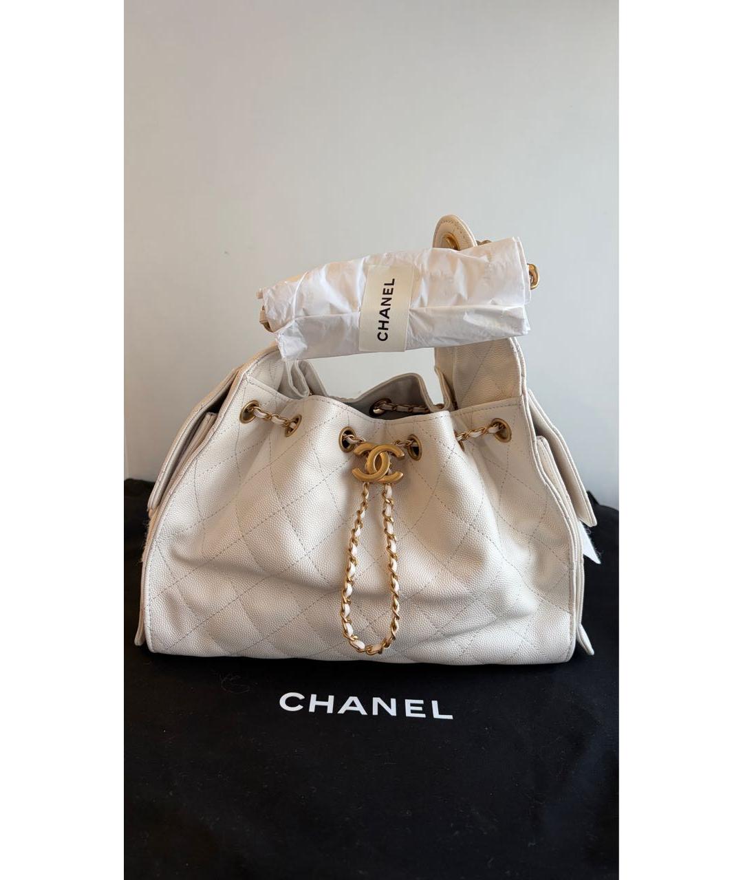 CHANEL Белая кожаная сумка через плечо, фото 8