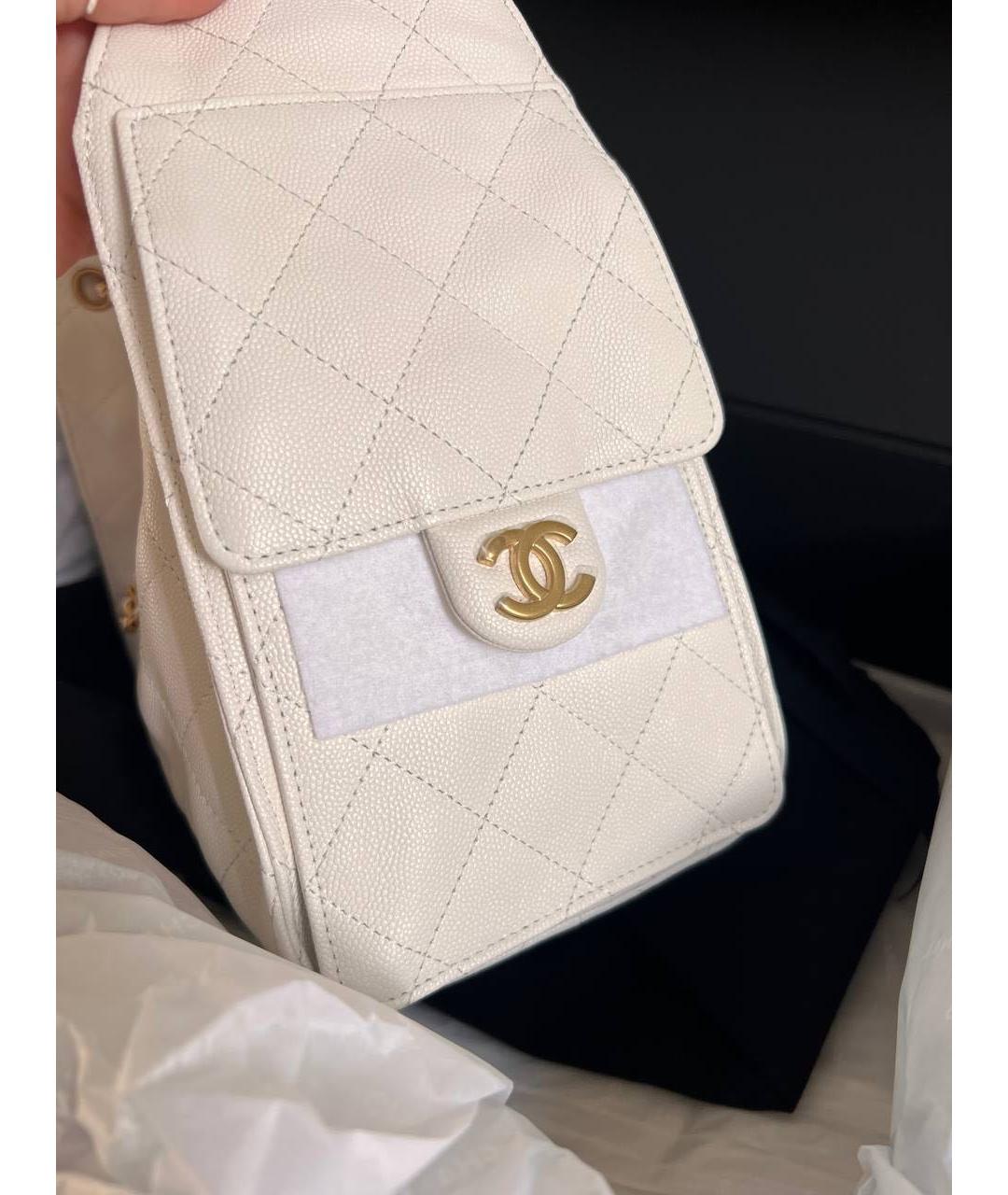 CHANEL Белая кожаная сумка через плечо, фото 5