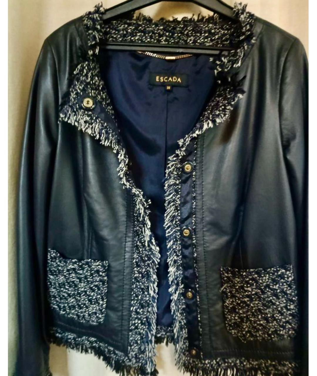 ESCADA Темно-синяя кожаная куртка, фото 4