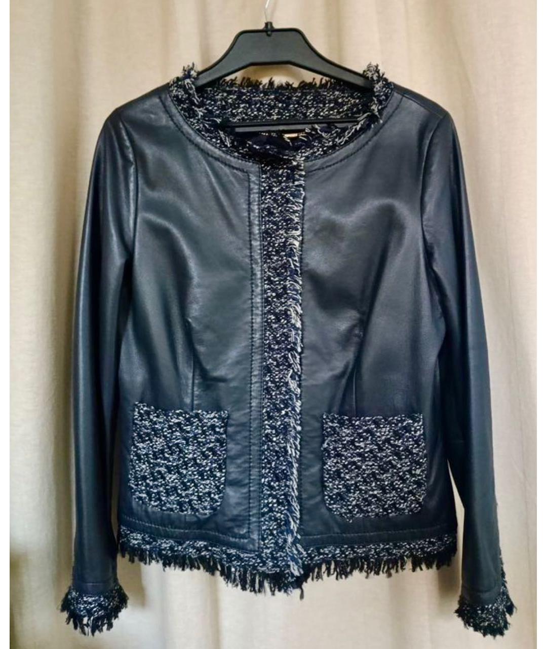 ESCADA Темно-синяя кожаная куртка, фото 8