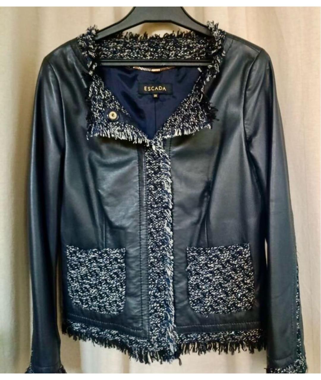 ESCADA Темно-синяя кожаная куртка, фото 3