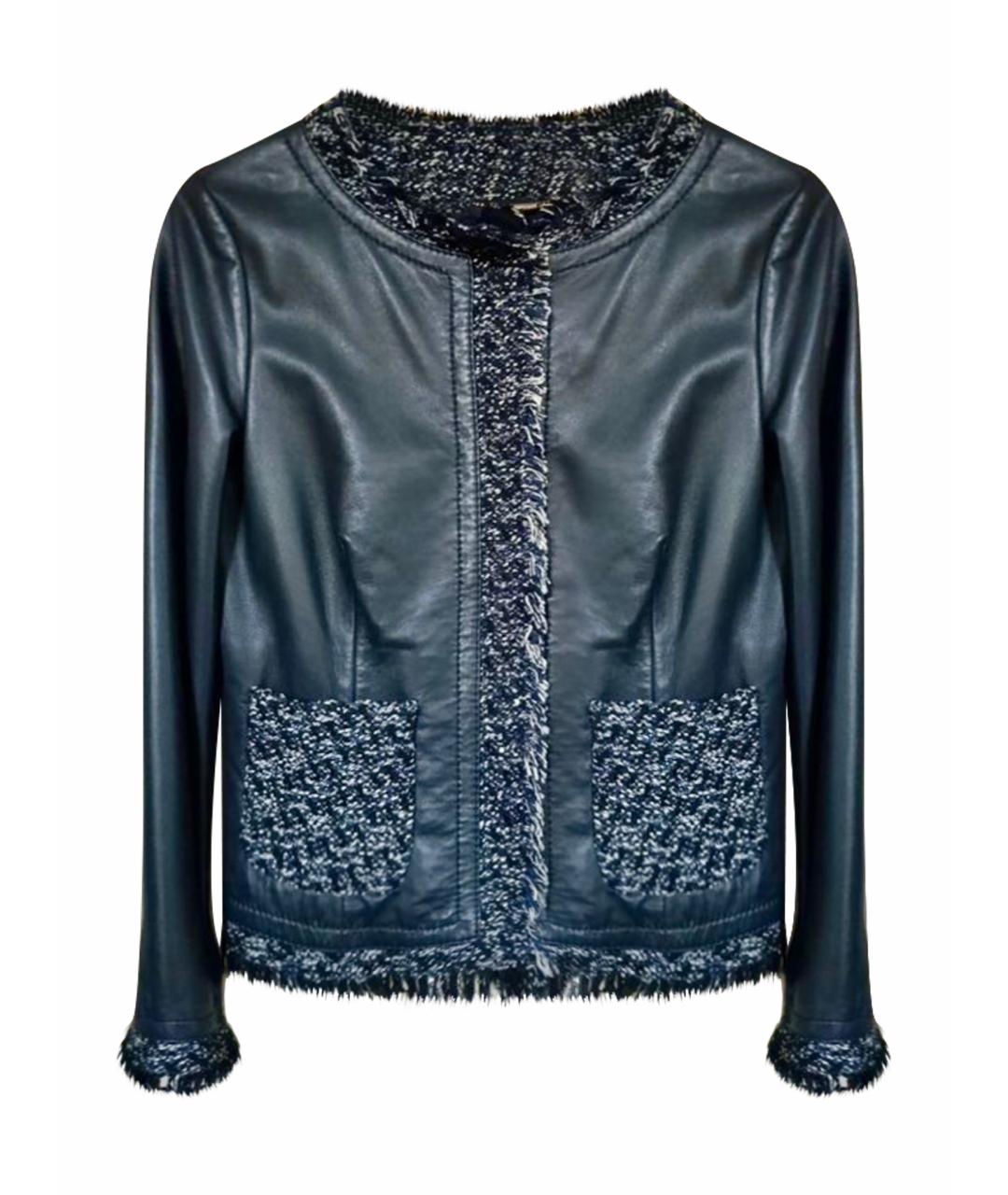 ESCADA Темно-синяя кожаная куртка, фото 1