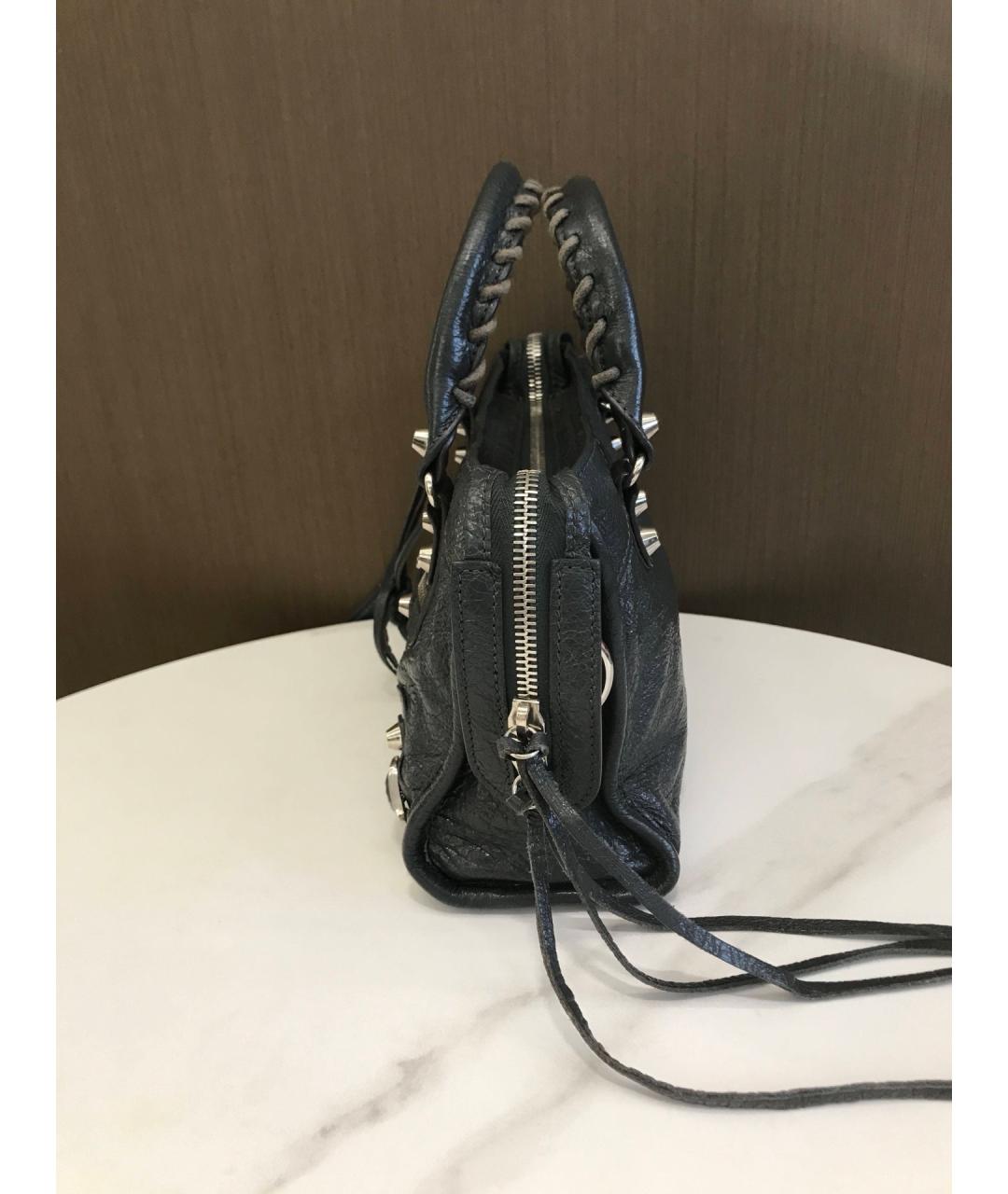 BALENCIAGA Серая кожаная сумка с короткими ручками, фото 3